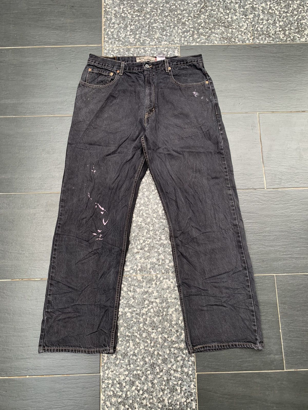 Levi's Crazy Vintage Levis 569 Black Denim Size US 35 - 1 Thumbnail