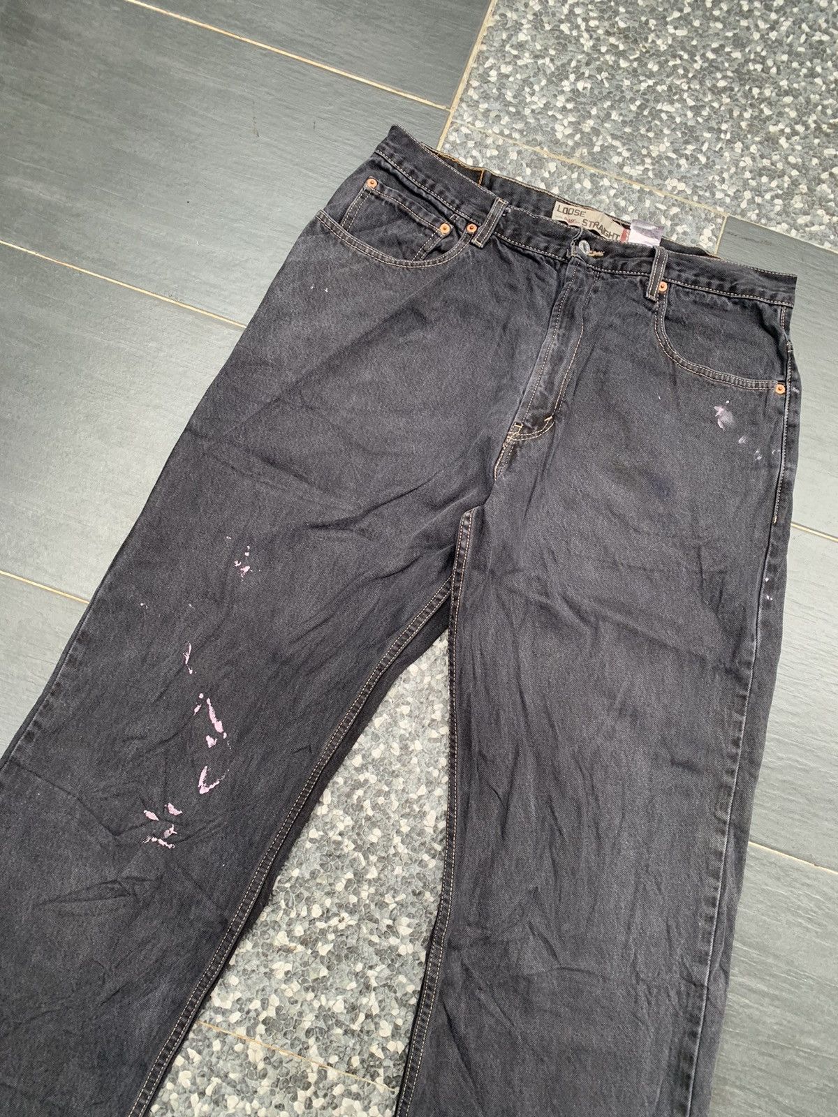 Levi's Crazy Vintage Levis 569 Black Denim Size US 35 - 2 Thumbnail