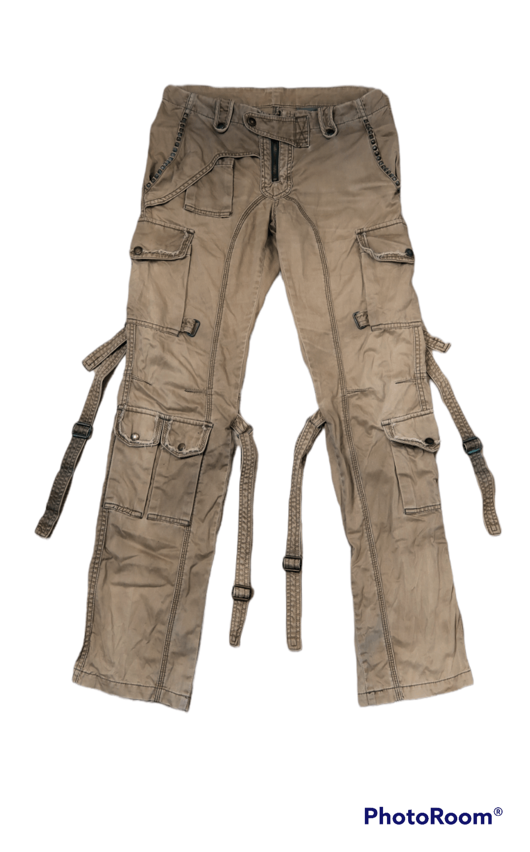 Image of Seditionaries Halb Multipocket Tactical Bondage Cargo Pants in Brown, Men's (Size 30)