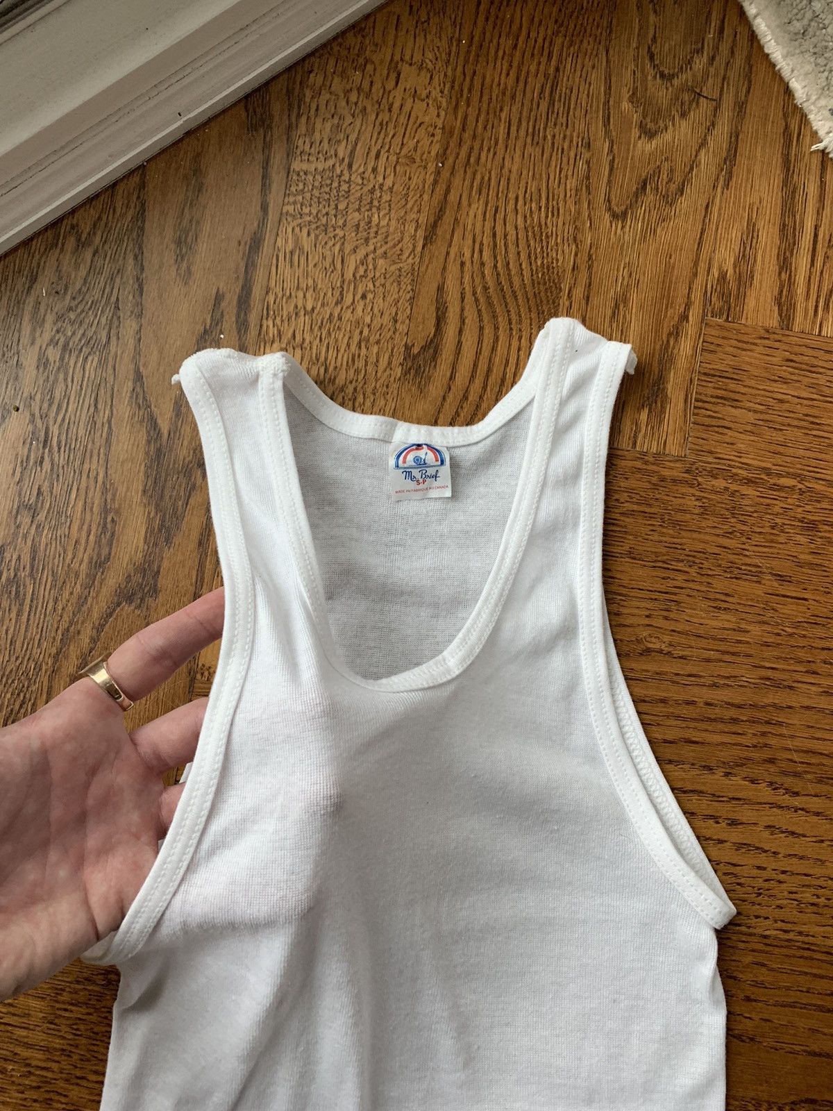 Vintage 1970s Tank Top Vintage White Wife Beater 50/50 Thin Nip Smal Size US S / EU 44-46 / 1 - 6 Thumbnail