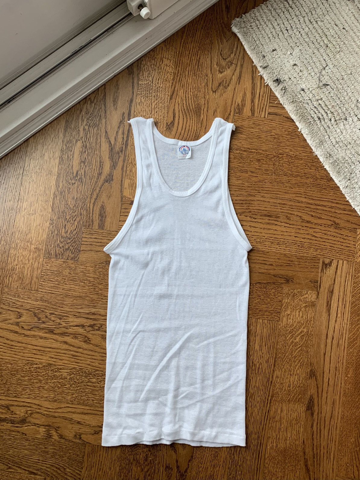 Vintage 1970s Tank Top Vintage White Wife Beater 50/50 Thin Nip Smal Size US S / EU 44-46 / 1 - 2 Thumbnail