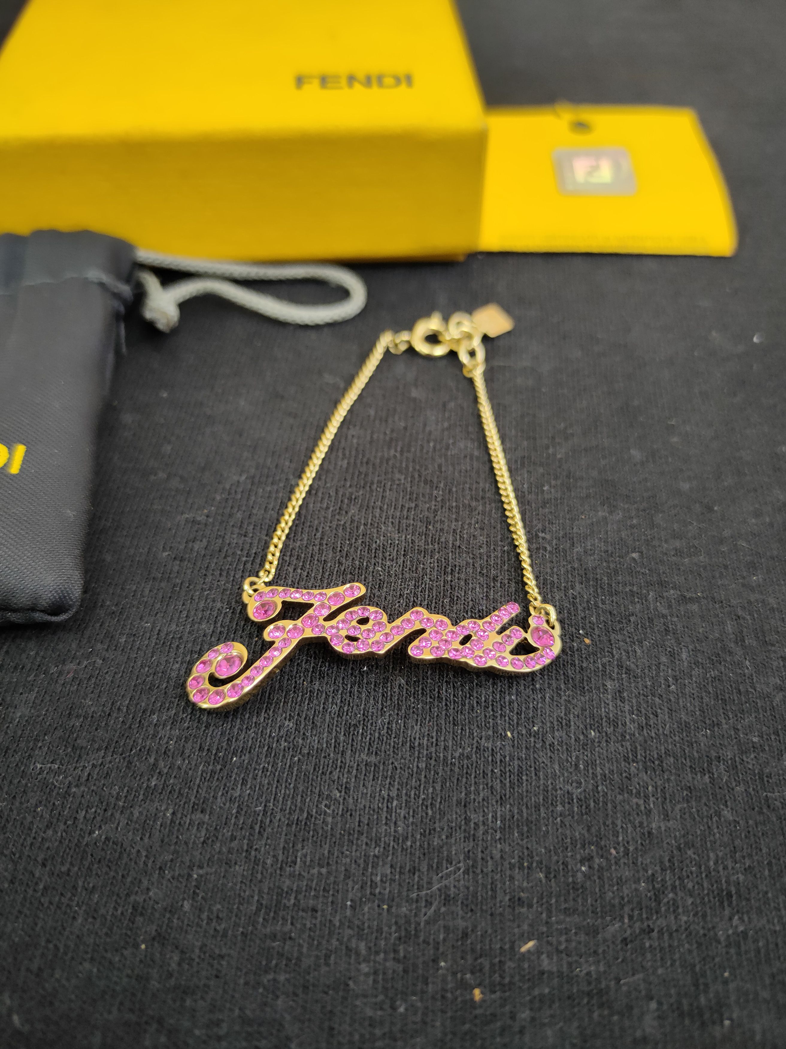 Fendi Fendi Bracelet spell-out rhinestone necklace with box DLAL Size ONE SIZE - 2 Thumbnail