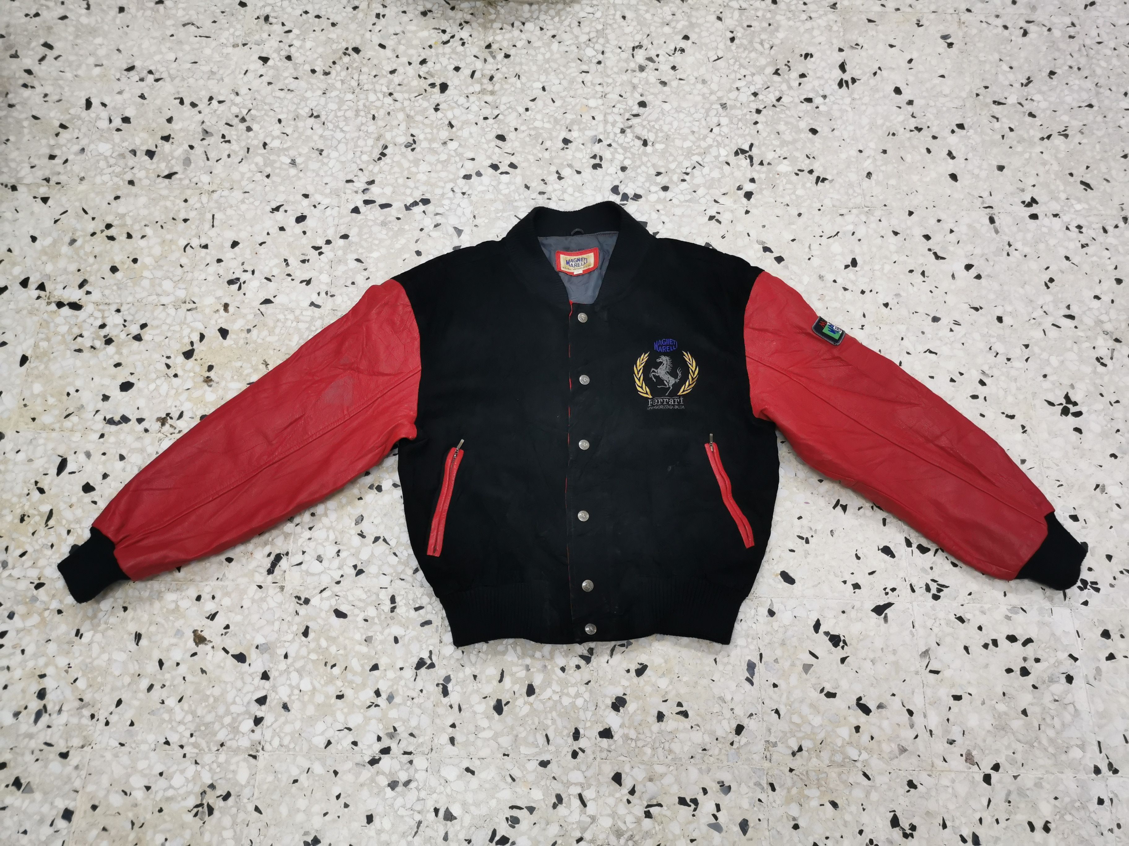 Ferrari Vintage Ferrari Magneti Marelli Leather Arm Varsity Jacket Size US M / EU 48-50 / 2 - 2 Thumbnail