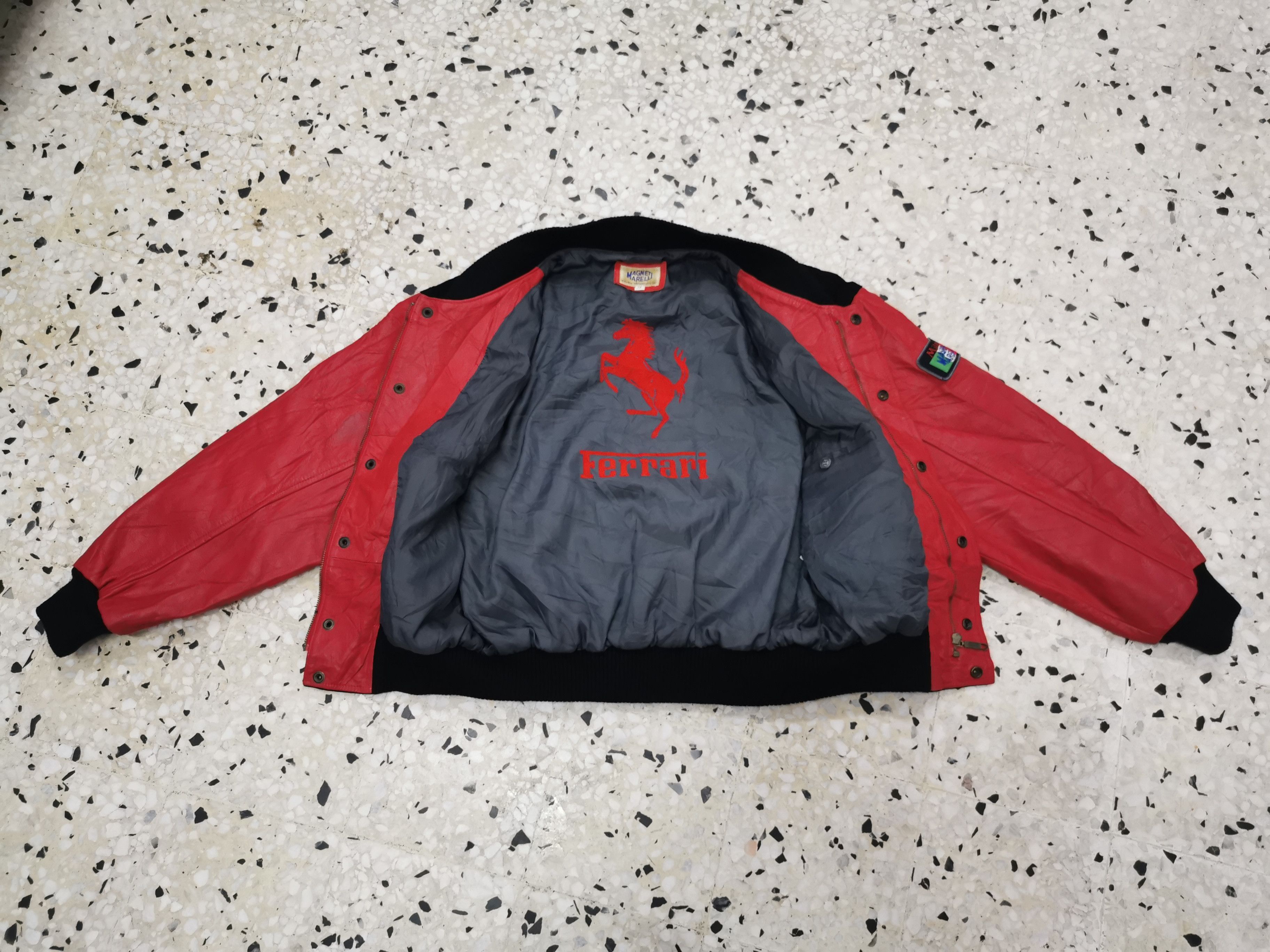 Vintage Ferrari Magneti Marelli Leather Arm Varsity Jacket