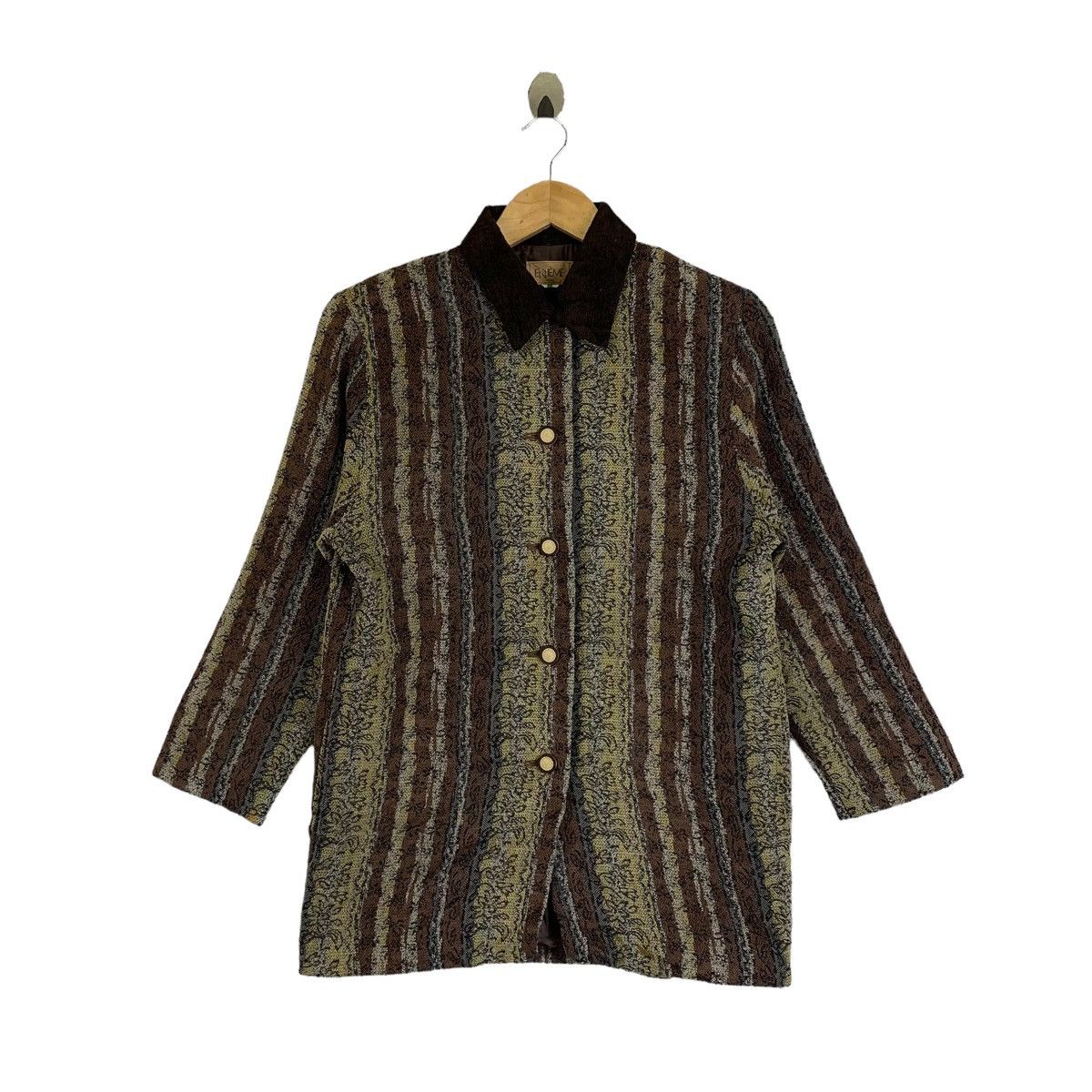 Japanese Brand × Vintage ENIEME Japanese Brand Stripes Wool Button Blazer Coat Jacket Size L / US 10 / IT 46 - 1 Thumbnail