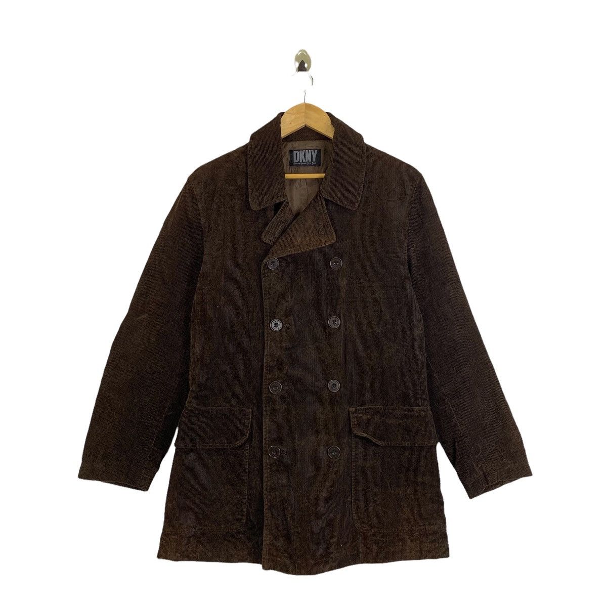 DKNY Vintage Donna Karan New York DKNY Coduroy Peacoat Jacket Size US S / EU 44-46 / 1 - 1 Thumbnail