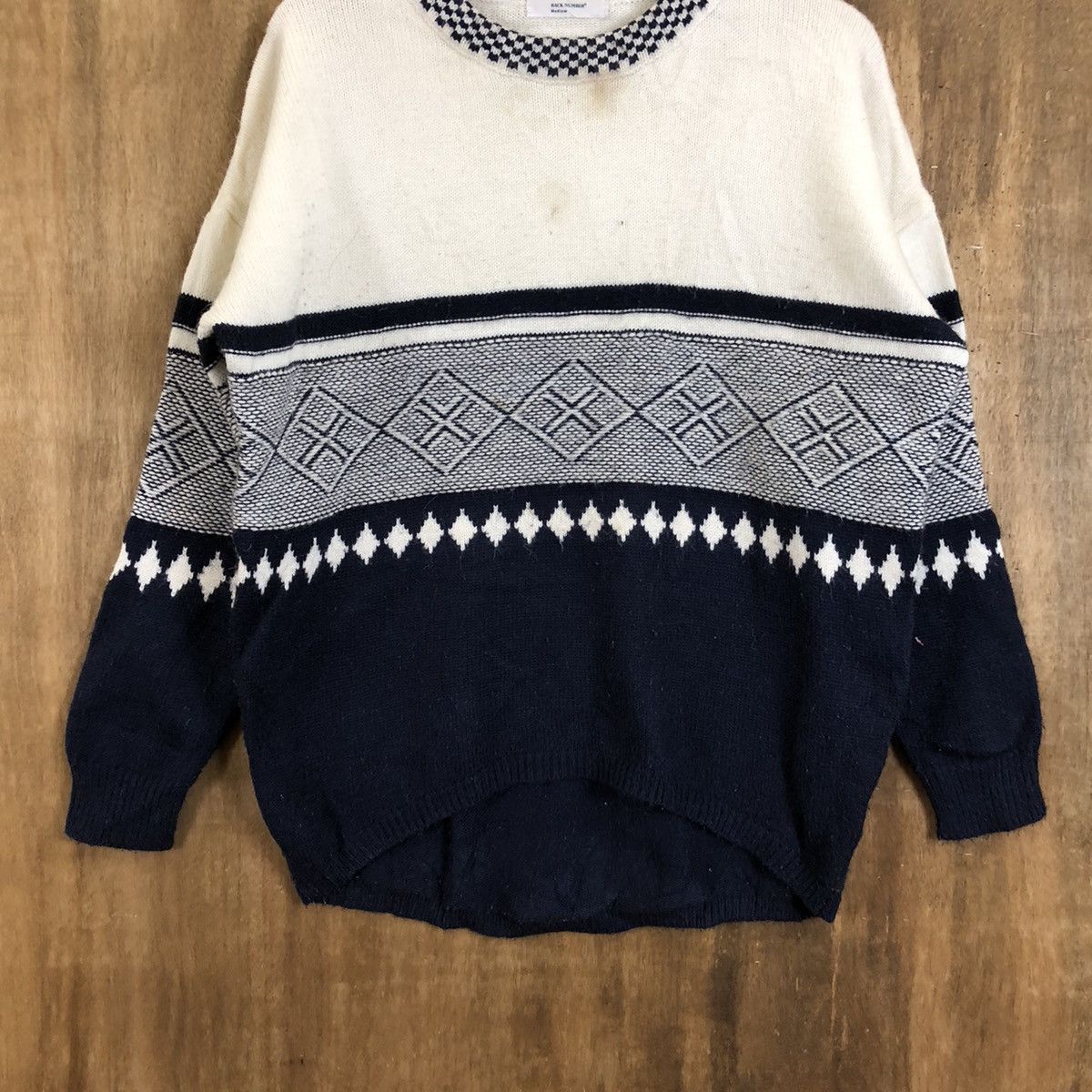 Aran Isles Knitwear × OVER THE STRiPES Back Number White Stripe Knitwear #071 Size US M / EU 48-50 / 2 - 3 Thumbnail