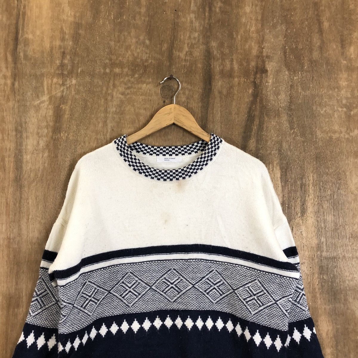 Aran Isles Knitwear × OVER THE STRiPES Back Number White Stripe Knitwear #071 Size US M / EU 48-50 / 2 - 2 Thumbnail