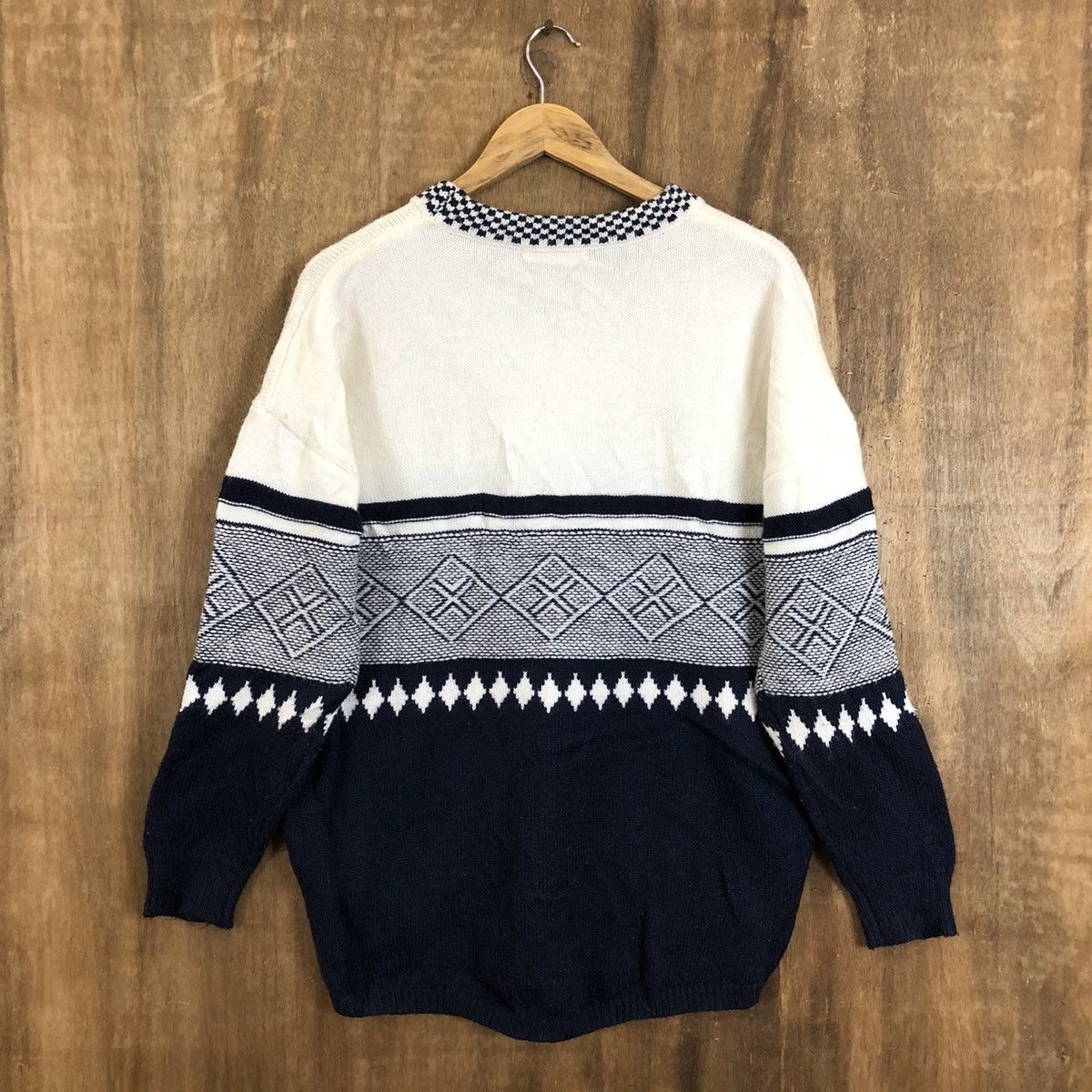 Aran Isles Knitwear × OVER THE STRiPES Back Number White Stripe Knitwear #071 Size US M / EU 48-50 / 2 - 8 Thumbnail
