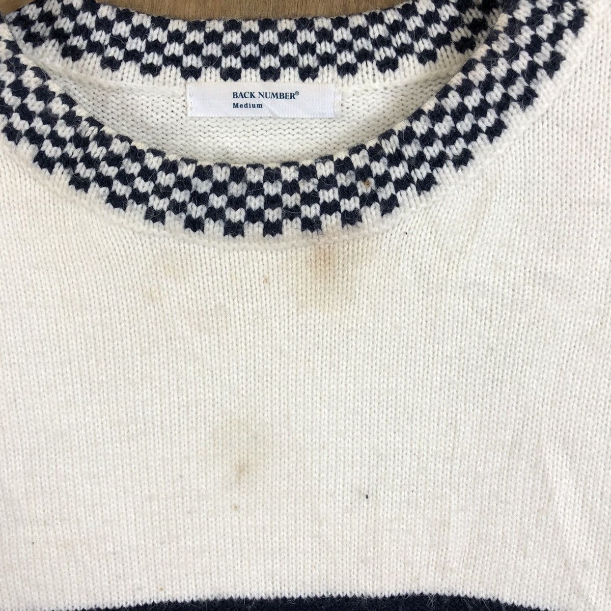 Aran Isles Knitwear × OVER THE STRiPES Back Number White Stripe Knitwear #071 Size US M / EU 48-50 / 2 - 4 Thumbnail
