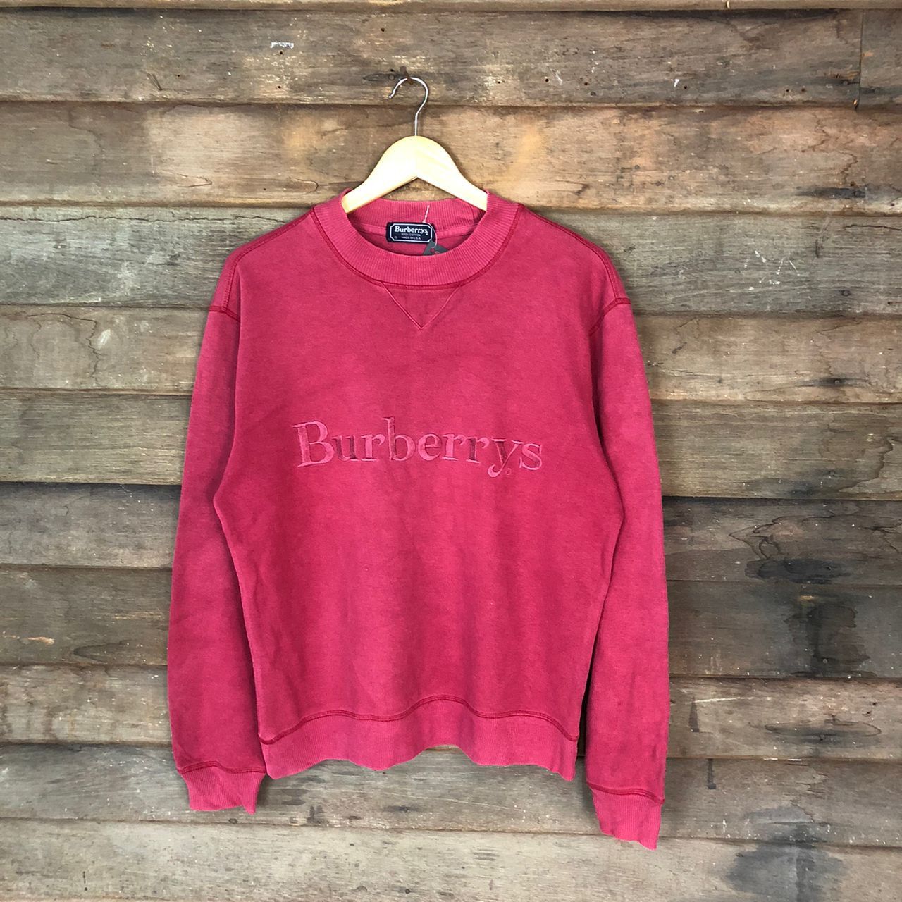 image of Dl 90' Burberry Vintage Made In Usa Sweatshirt 5063Dl in Pink/Red, Men's (Size Small)