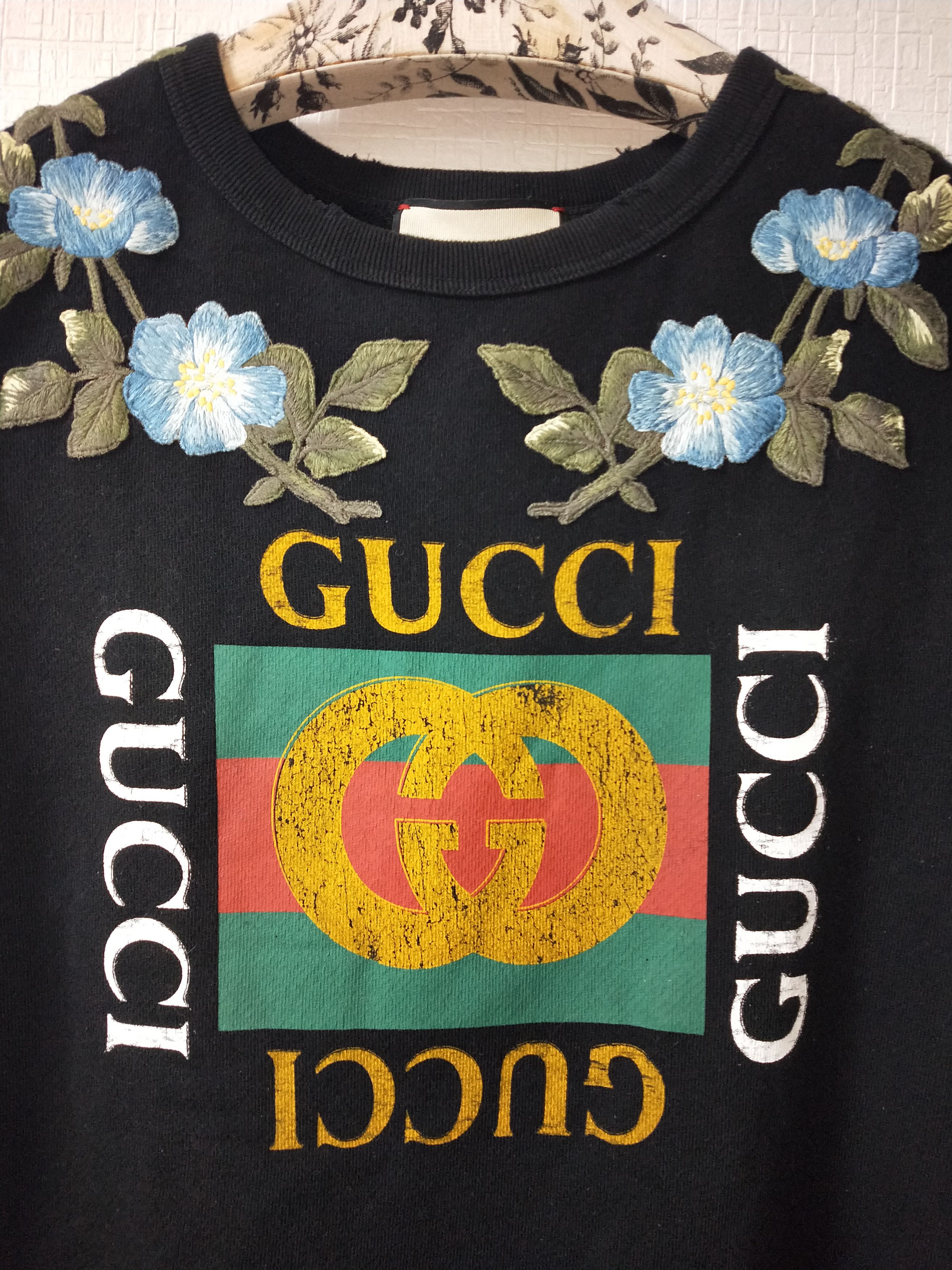 Gucci Floral Embroidered Logo Sweatshirt Size US M / EU 48-50 / 2 - 2 Thumbnail