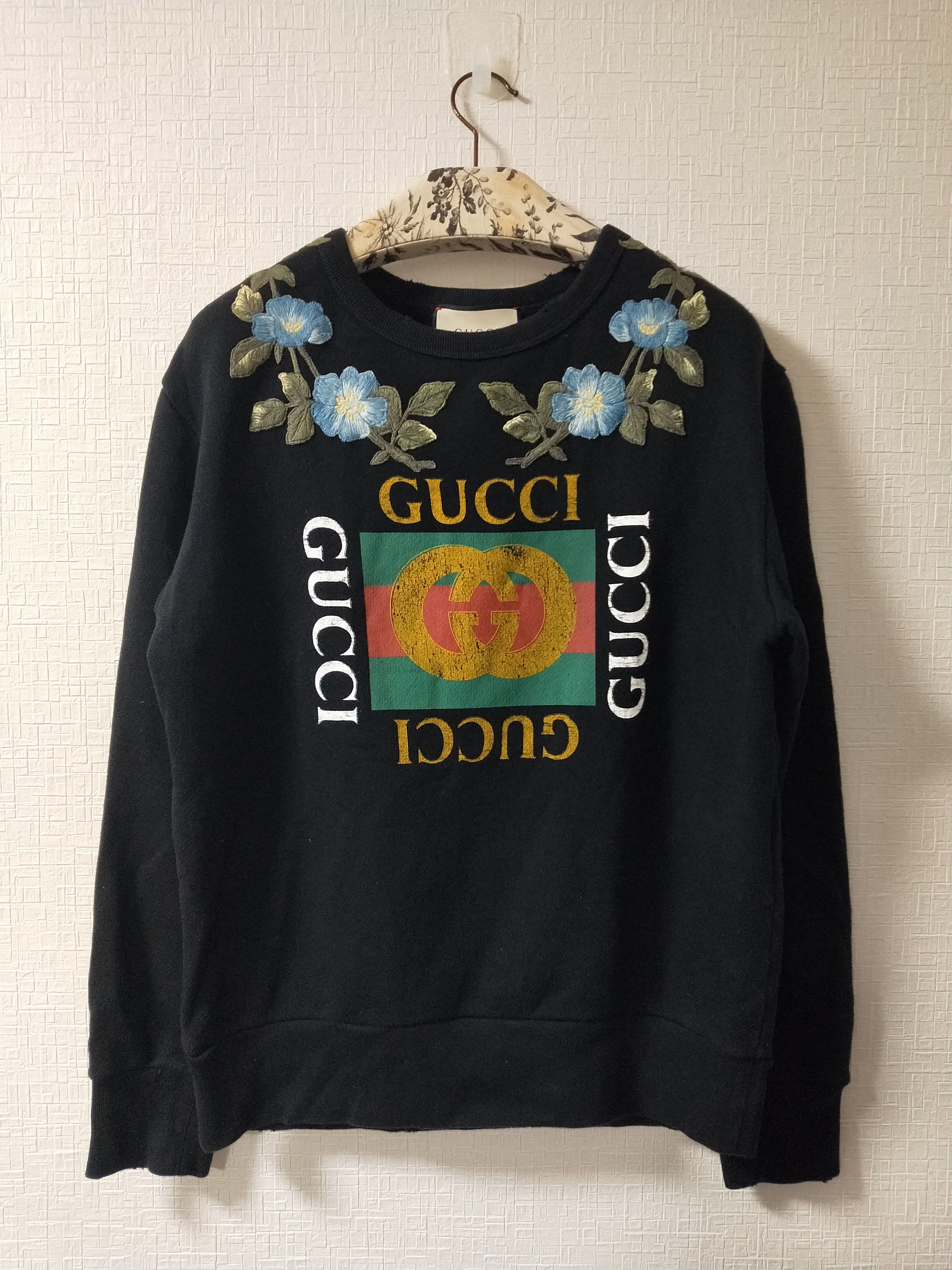 Gucci Floral Embroidered Logo Sweatshirt Size US M / EU 48-50 / 2 - 1 Thumbnail