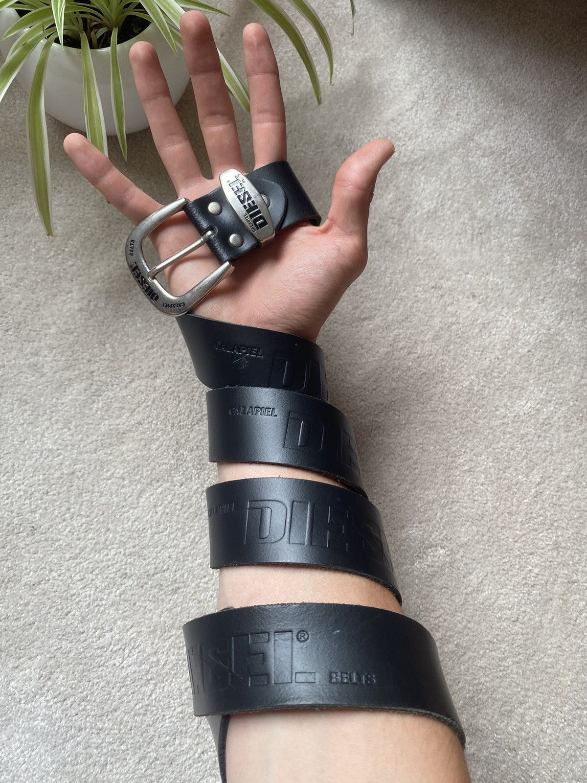 Diesel Vintage Diesel Leather Belt Black Streetwear Y2K Japan Punk