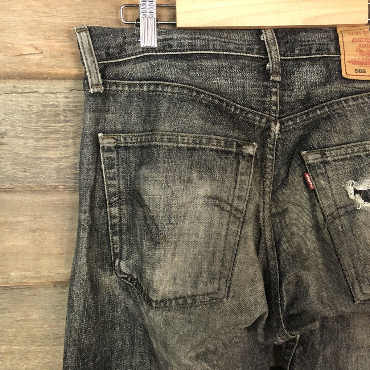 Vintage 505 Levis vintage Black Distressed Denim Pants #5122 Size US 31 - 14 Thumbnail