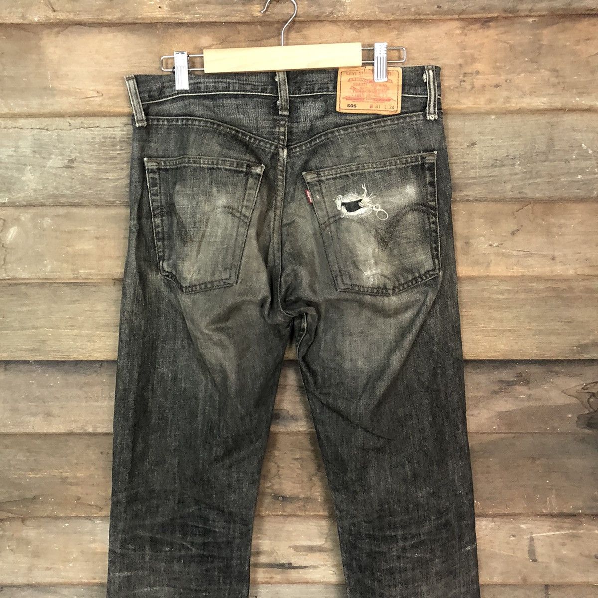 Vintage 505 Levis vintage Black Distressed Denim Pants #5122 Size US 31 - 12 Thumbnail