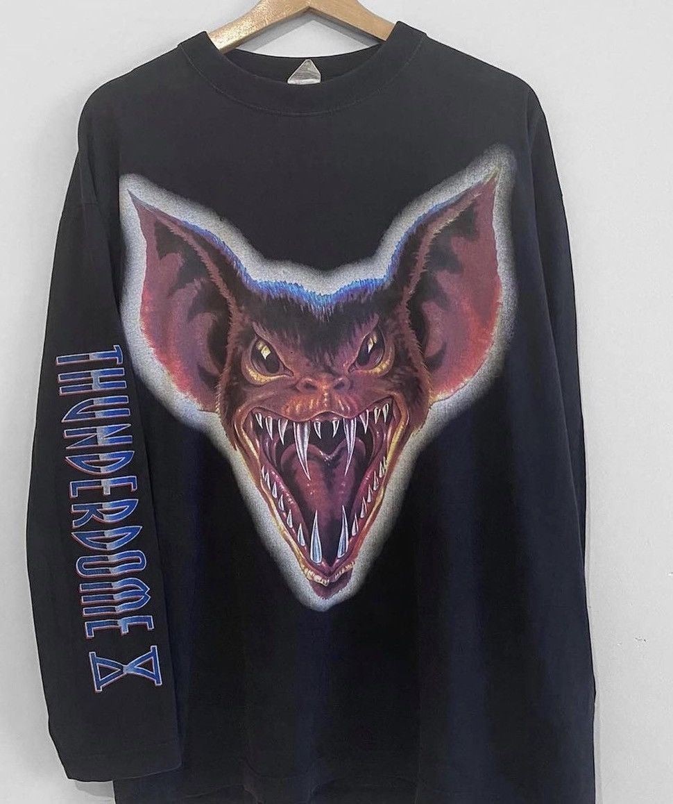 image of Vintage 90's Thunderdome X Sucking For Blood Band Tee Gabber in Black, Men's (Size XL)