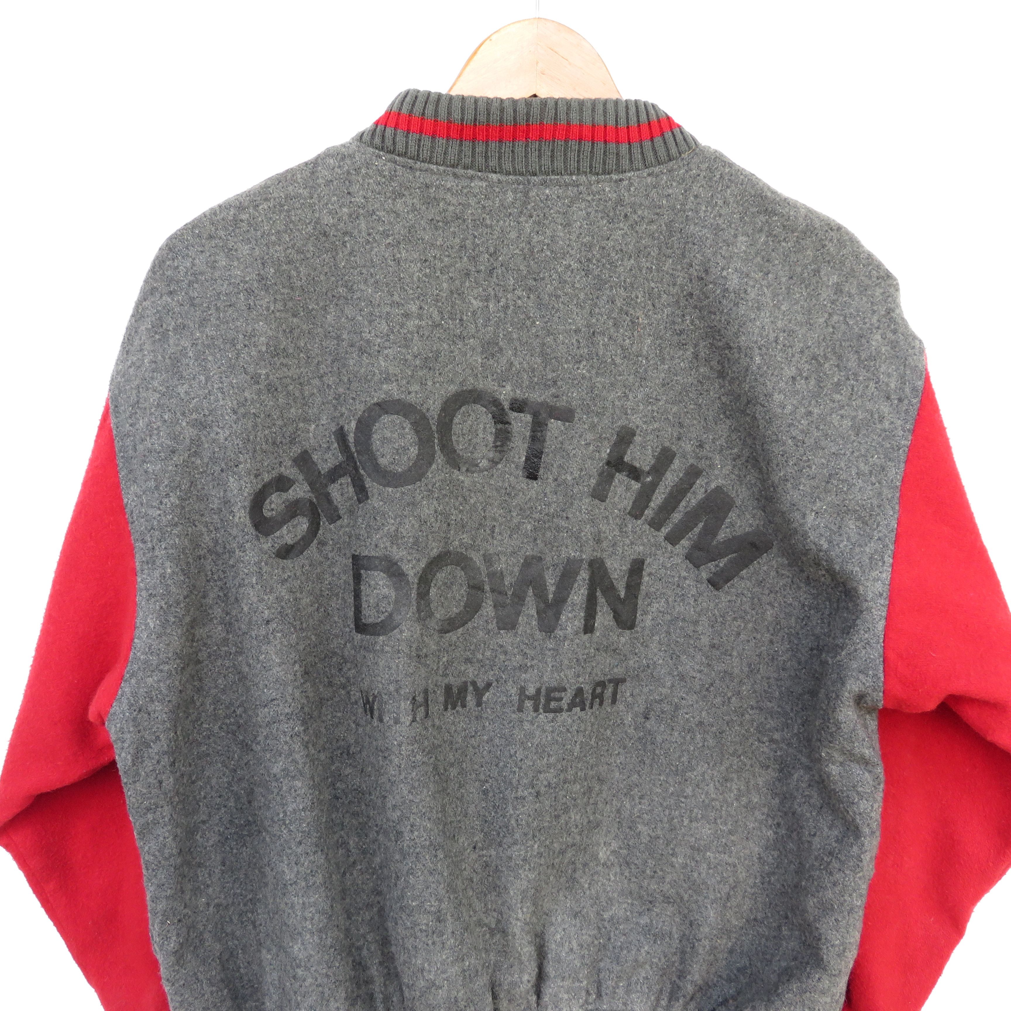 Vintage Vintage Varsity Wool Jacket 'Shoot Him Down' Size US L / EU 52-54 / 3 - 3 Thumbnail