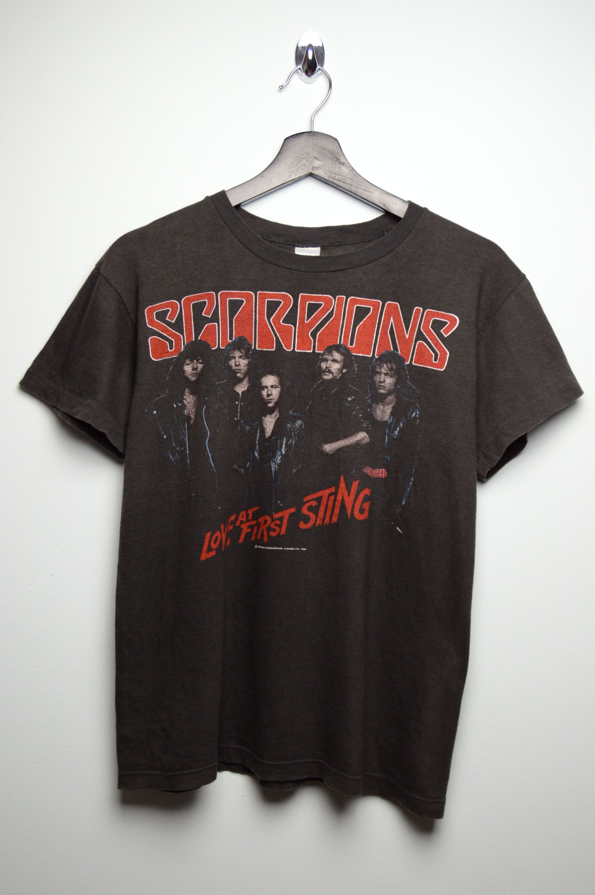 image of Band Tees x Vintage Scorpions 1984 Single Stitch Archive Tee in Burned Black, Men's (Size Small)