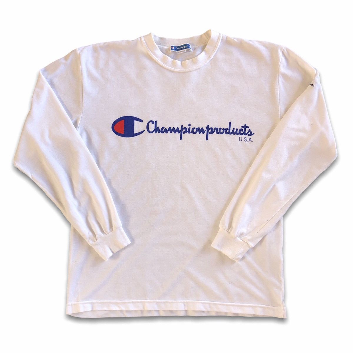 Champion Vintage 90's Champion Big Logo Long Sleeve Tee Shirt Size US S / EU 44-46 / 1 - 1 Thumbnail