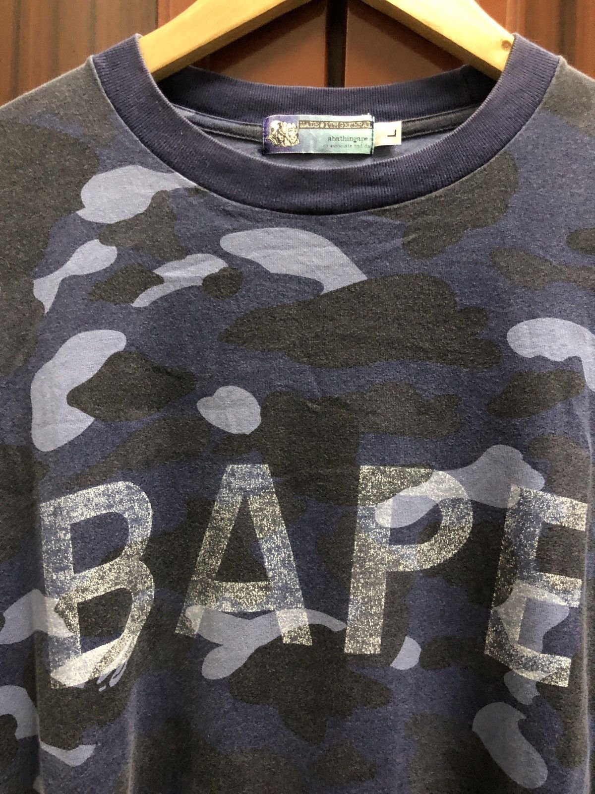 Bape OG Vintage Circa 2000 1st Blue Camo Bape Spell Out Size US L / EU 52-54 / 3 - 4 Thumbnail