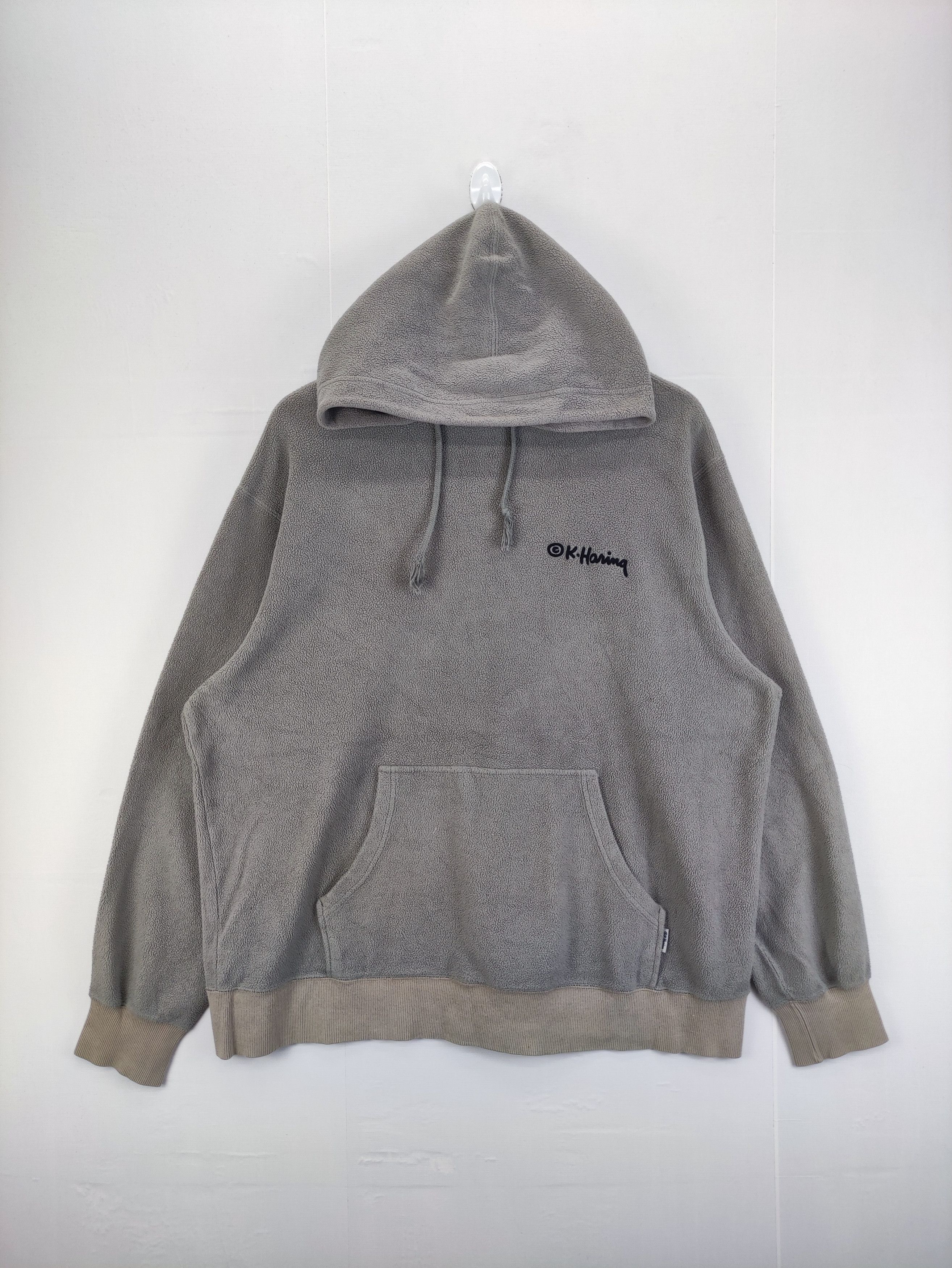 image of Vintage Keith Haring X Uniqlo Sweater Hoodie in Grey, Men's (Size XL)