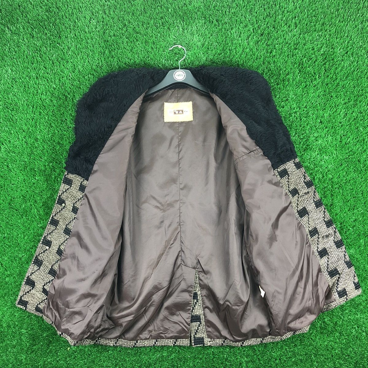 Japanese Brand Vintage 80's Wool Knit Jacket Mink Fur Collar Style Design Size US M / EU 48-50 / 2 - 7 Thumbnail