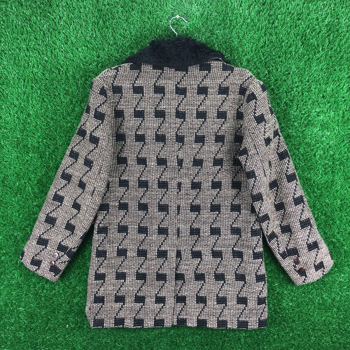 Japanese Brand Vintage 80's Wool Knit Jacket Mink Fur Collar Style Design Size US M / EU 48-50 / 2 - 4 Thumbnail