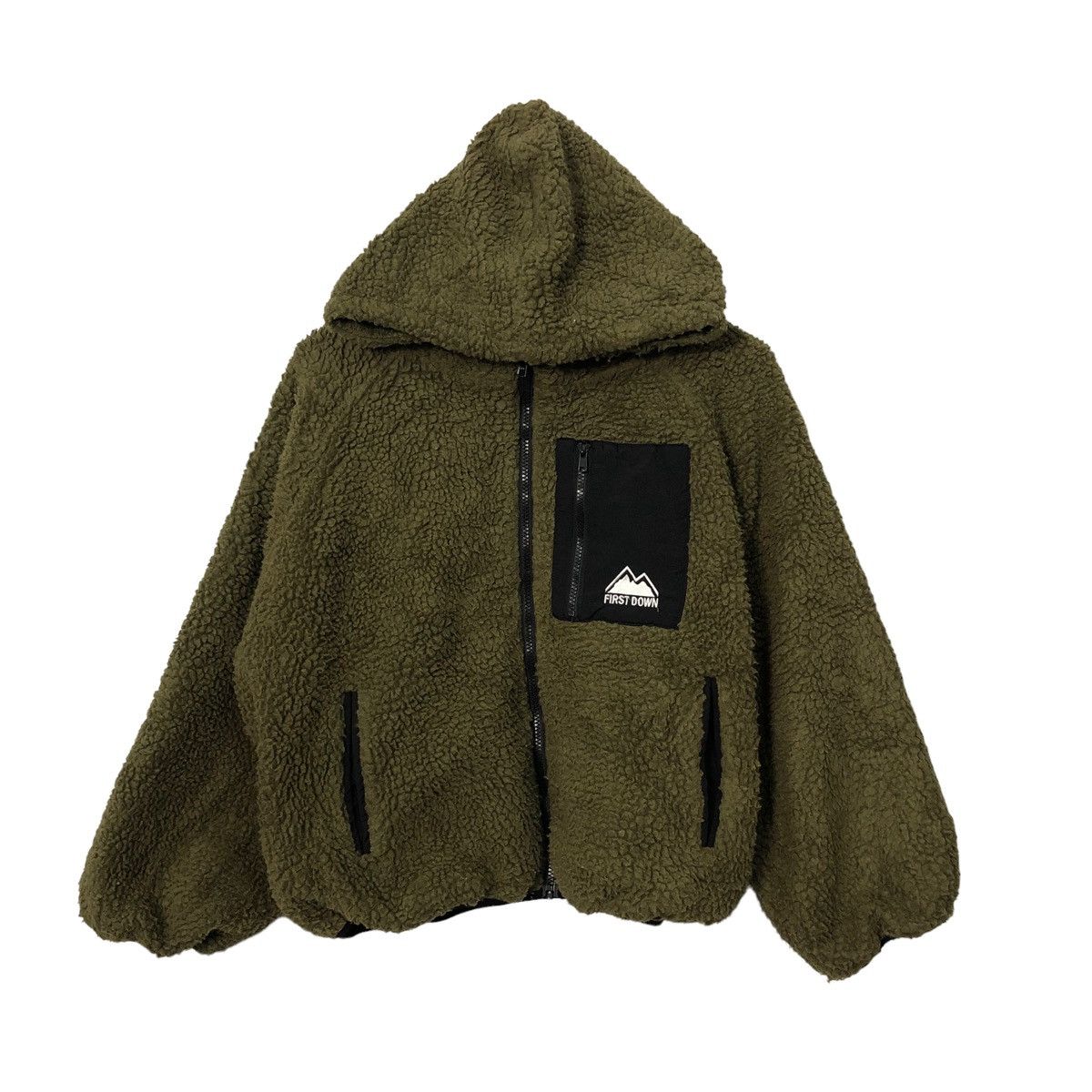 Japanese Brand Vintage First Down Zipper Ups Fleece Hoodie Jacket Size XXL / US 16-18 / IT 52-54 - 1 Thumbnail