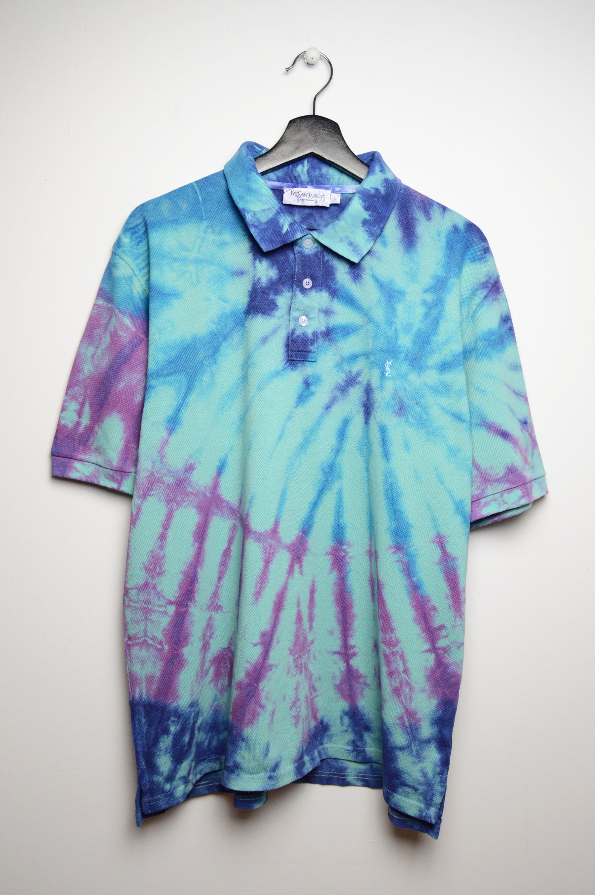 Saint Laurent Paris ysl tie dye polo Size US L / EU 52-54 / 3 - 1 Thumbnail