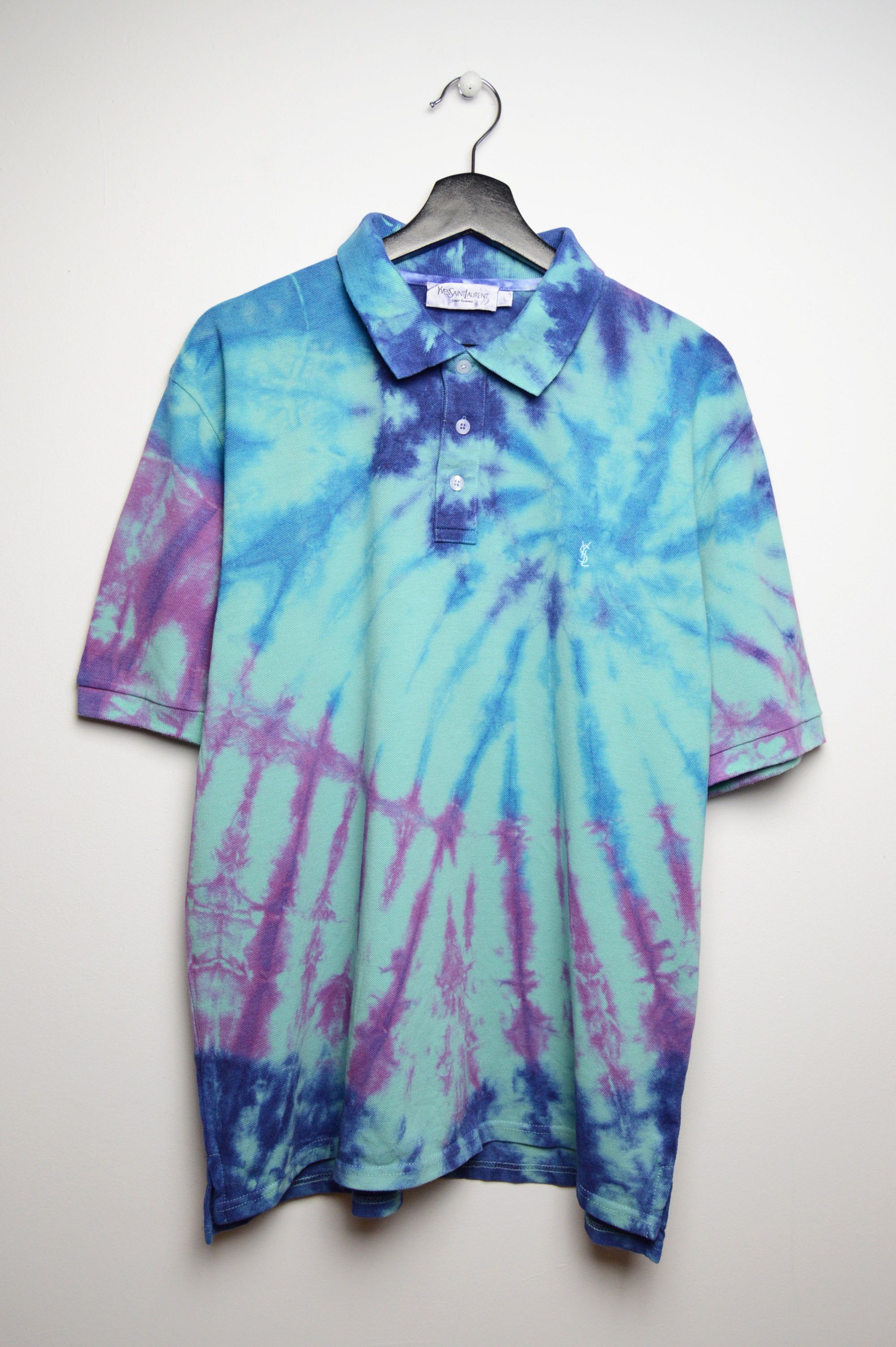 image of 1 Of 1 x Vintage YSL Tie Dye Polo, Men's (Size Large)