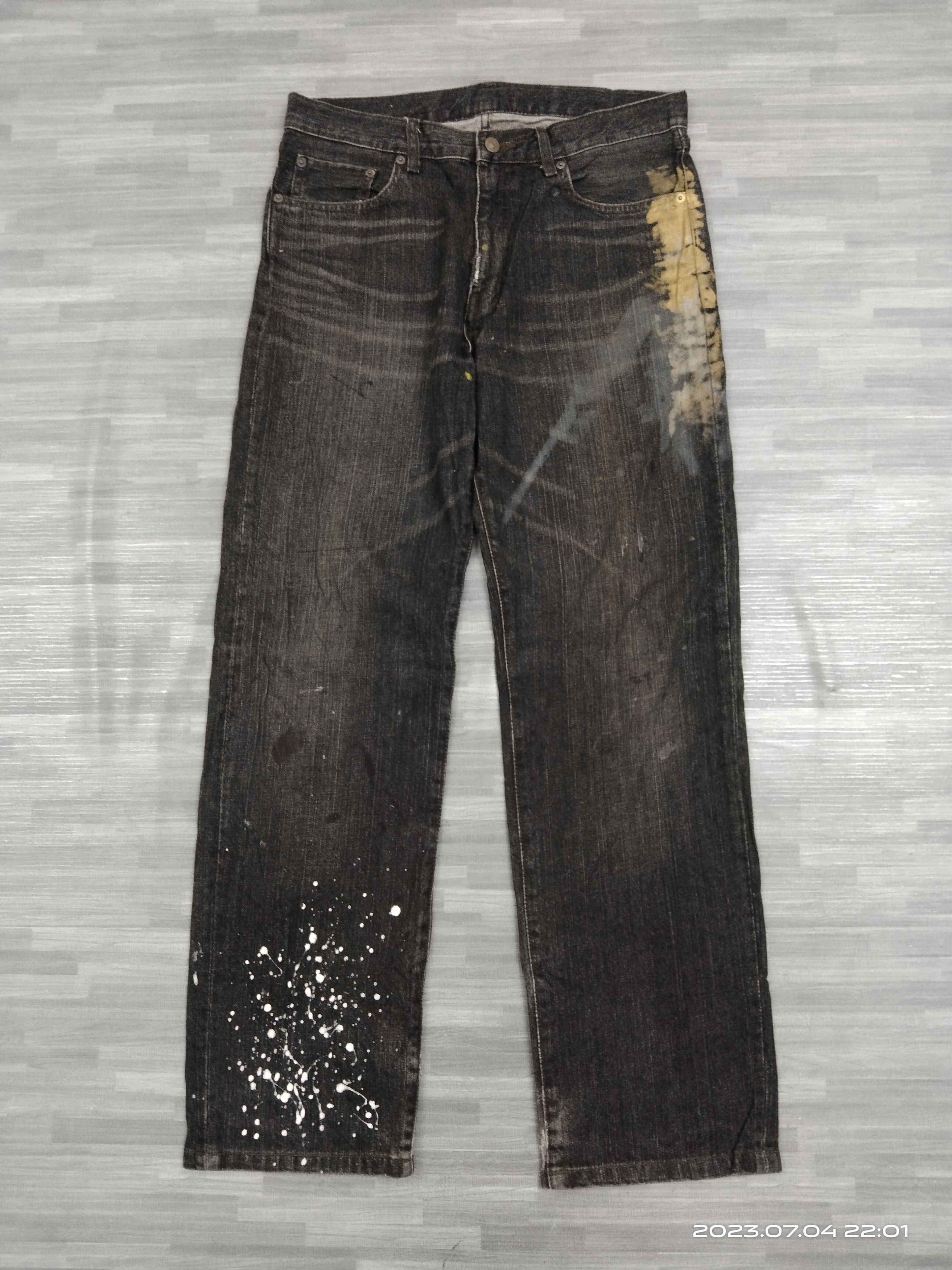 If Six Was Nine SiCK SPLATTER UNIQLO DENIM PANTS Size US 31 - 2 Thumbnail