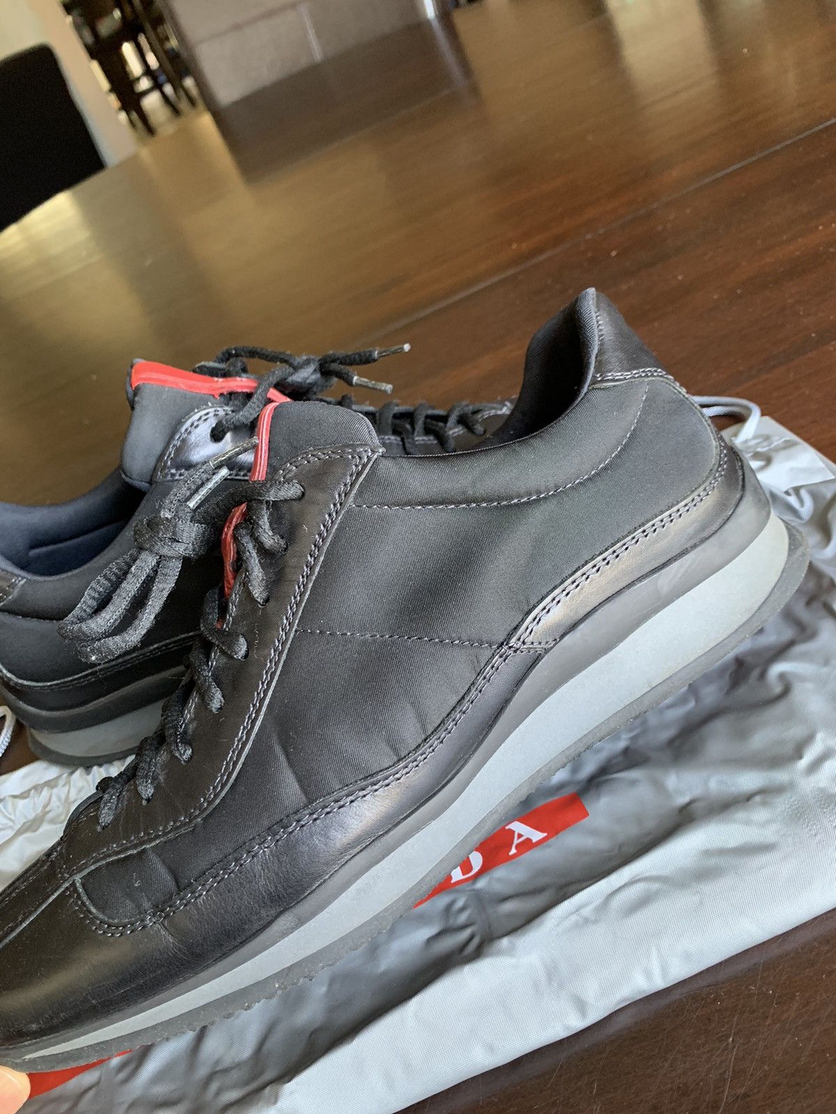 Prada Vintage Y2K Prada Nylon Leather Sneakers Size US 6.5 / EU 39-40 - 4 Thumbnail