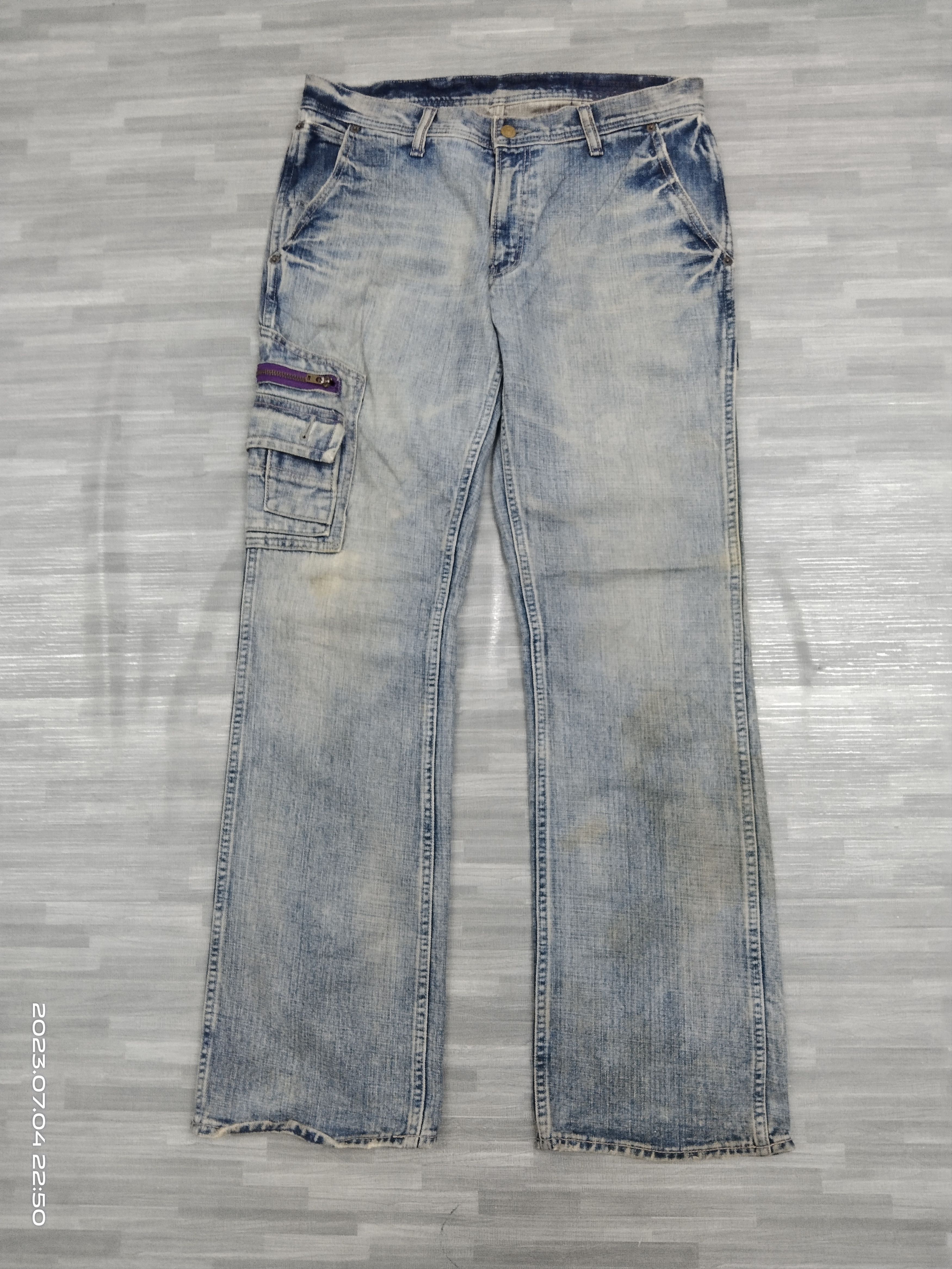 Japanese Brand SICK CARGO UNBRANDED DENIM PANTS Size US 33 - 2 Thumbnail
