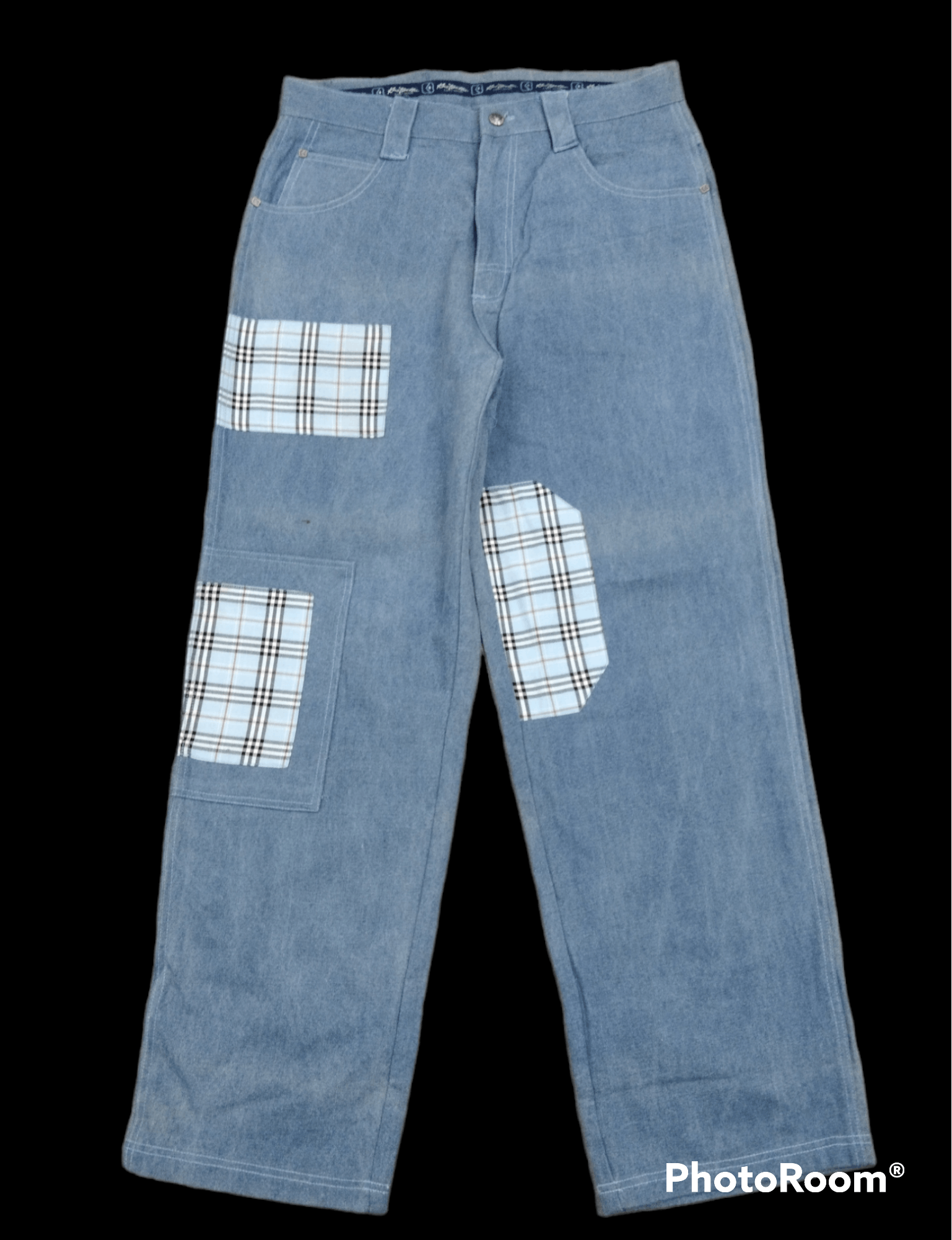 image of Distressed Denim x Hype Sick Baggy Pacthwork Savy Denim Pants, Men's (Size 32)