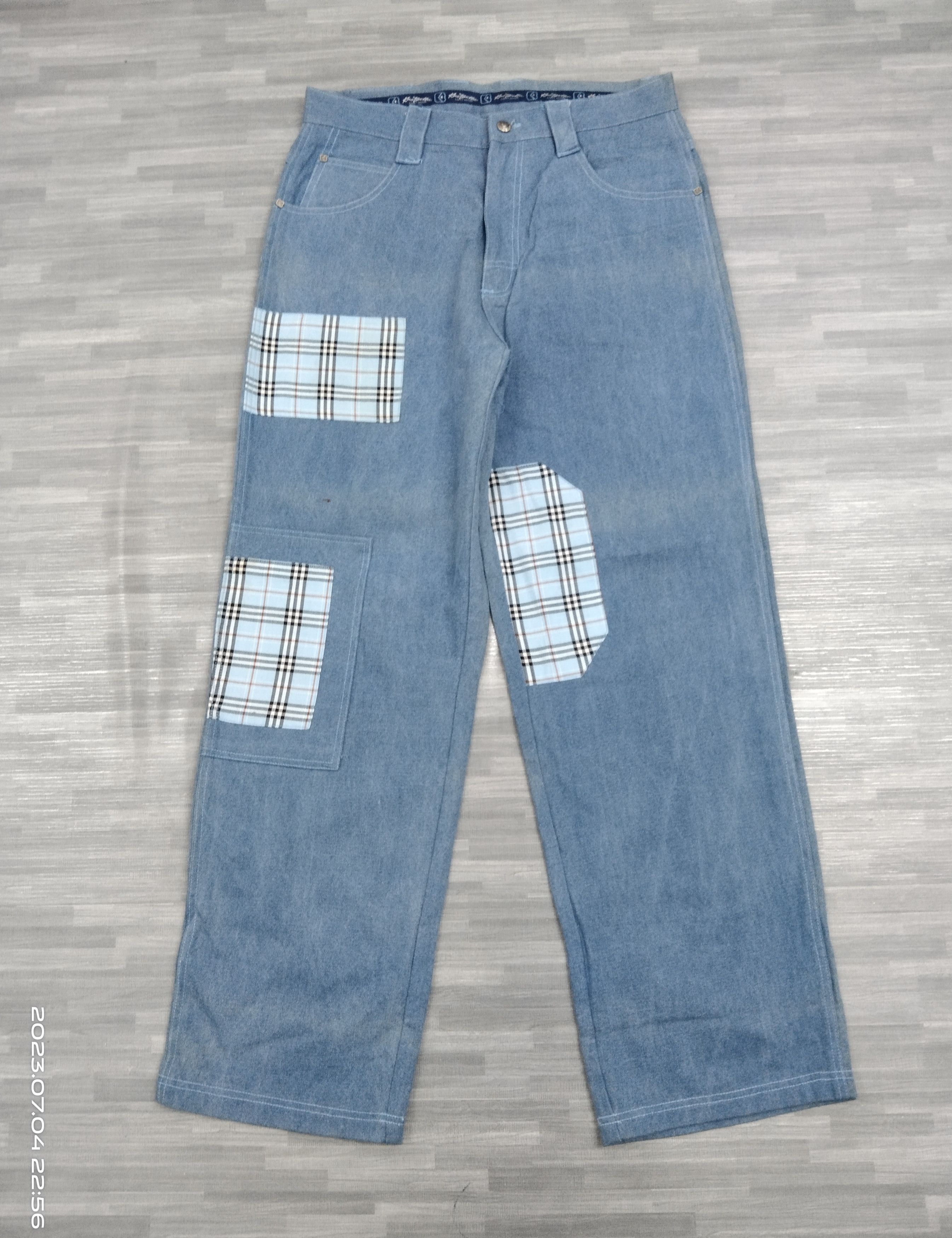 Japanese Brand SICK BAGGY PACTHWORK SAVY DENIM PANTS Size US 32 / EU 48 - 2 Thumbnail