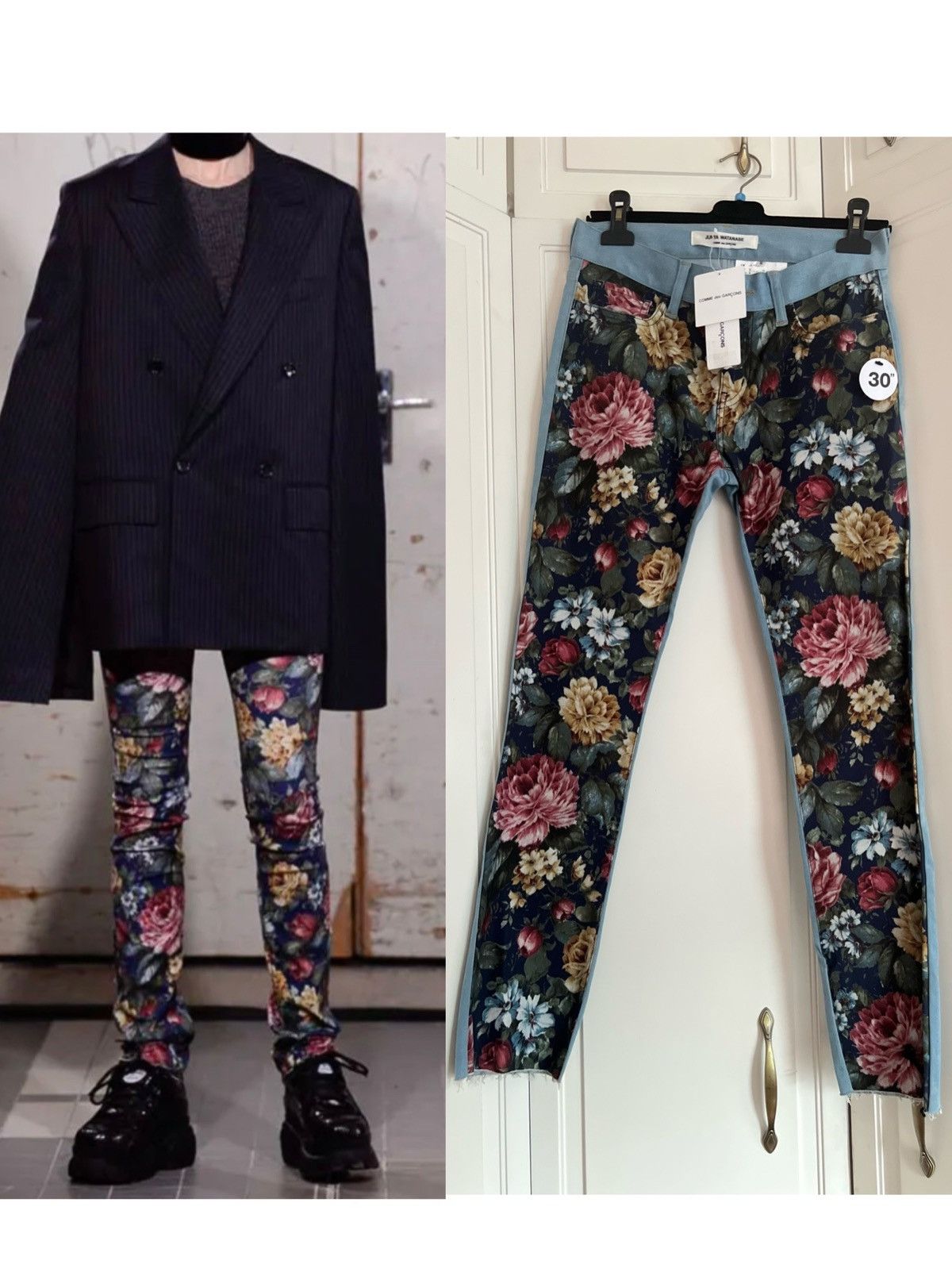 Comme des Garcons × Japanese Brand × Junya Watanabe FW19 Junya Watanabe Floral tight pants jeans denim Size US 30 / EU 46 - 1 Thumbnail