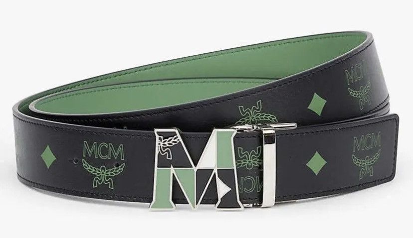 MCM Claus M Reversible Belt Visetos 1.75W 51In/130Cm Cognac