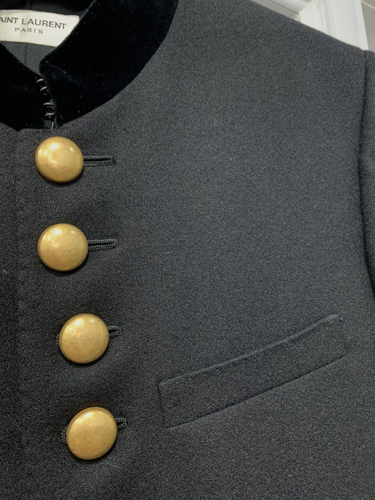 Hedi Slimane × Saint Laurent Paris 16FW Long Officer Jacket Sz50 Size 50S - 4 Thumbnail