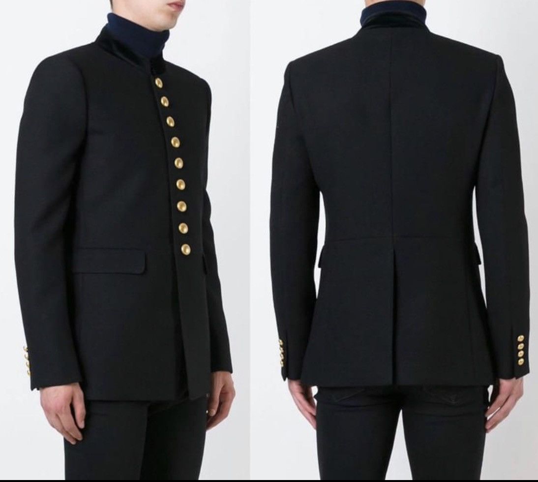 Hedi Slimane × Saint Laurent Paris 16FW Long Officer Jacket Sz50 Size 50S - 15 Thumbnail