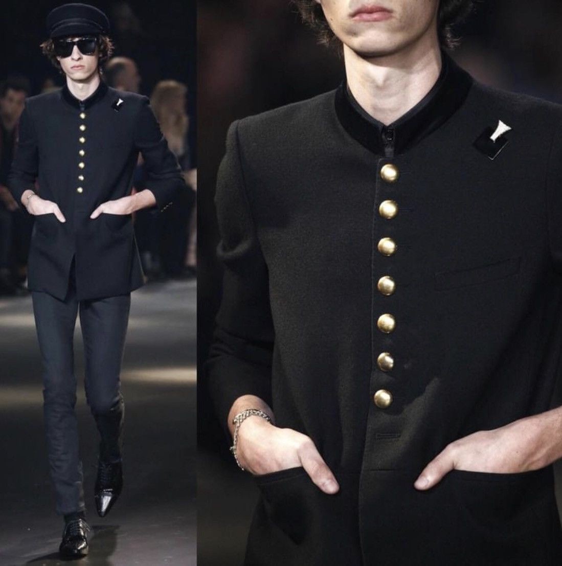 Hedi Slimane × Saint Laurent Paris 16FW Long Officer Jacket Sz50 Size 50S - 13 Thumbnail