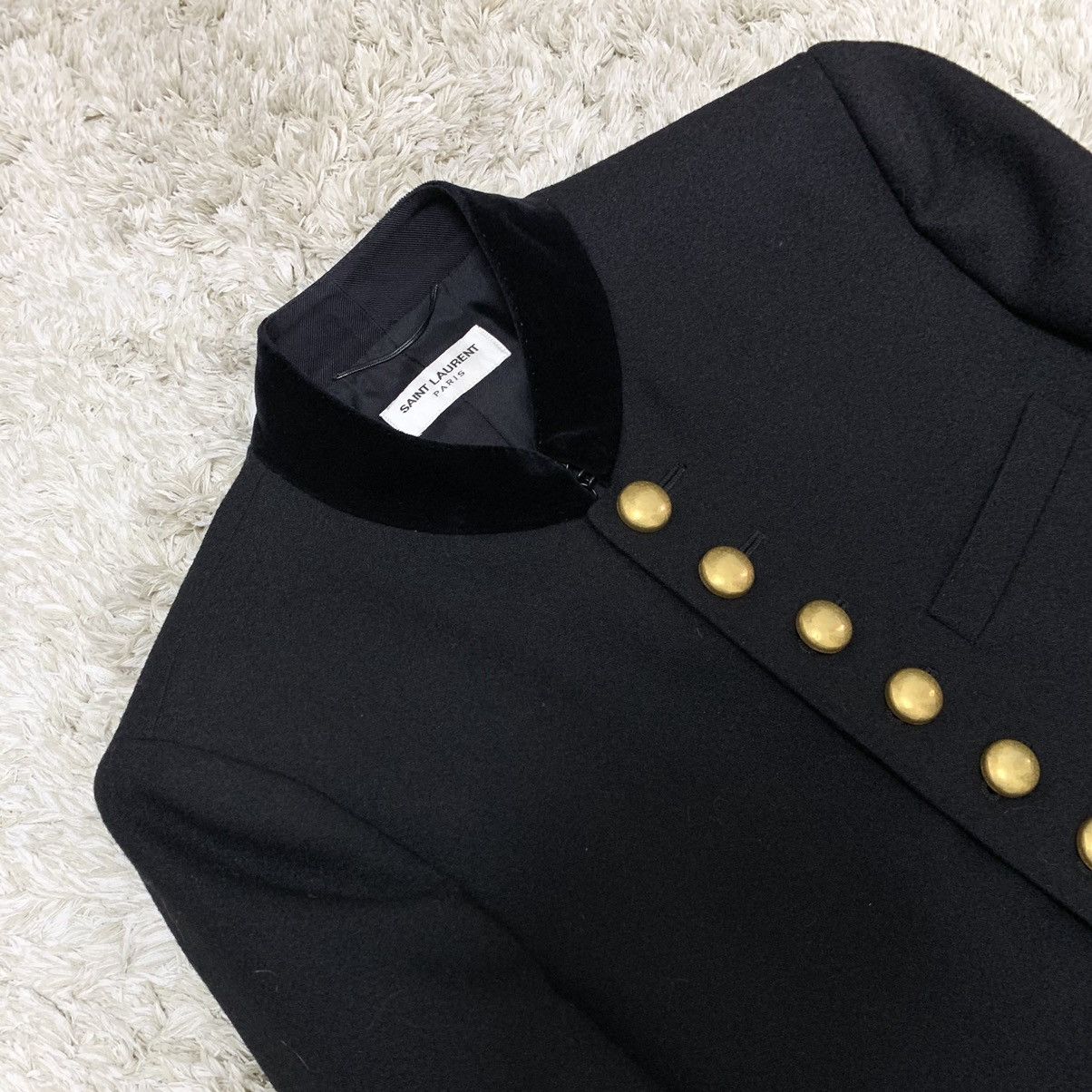 Hedi Slimane × Saint Laurent Paris 16FW Long Officer Jacket Sz50 Size 50S - 3 Thumbnail