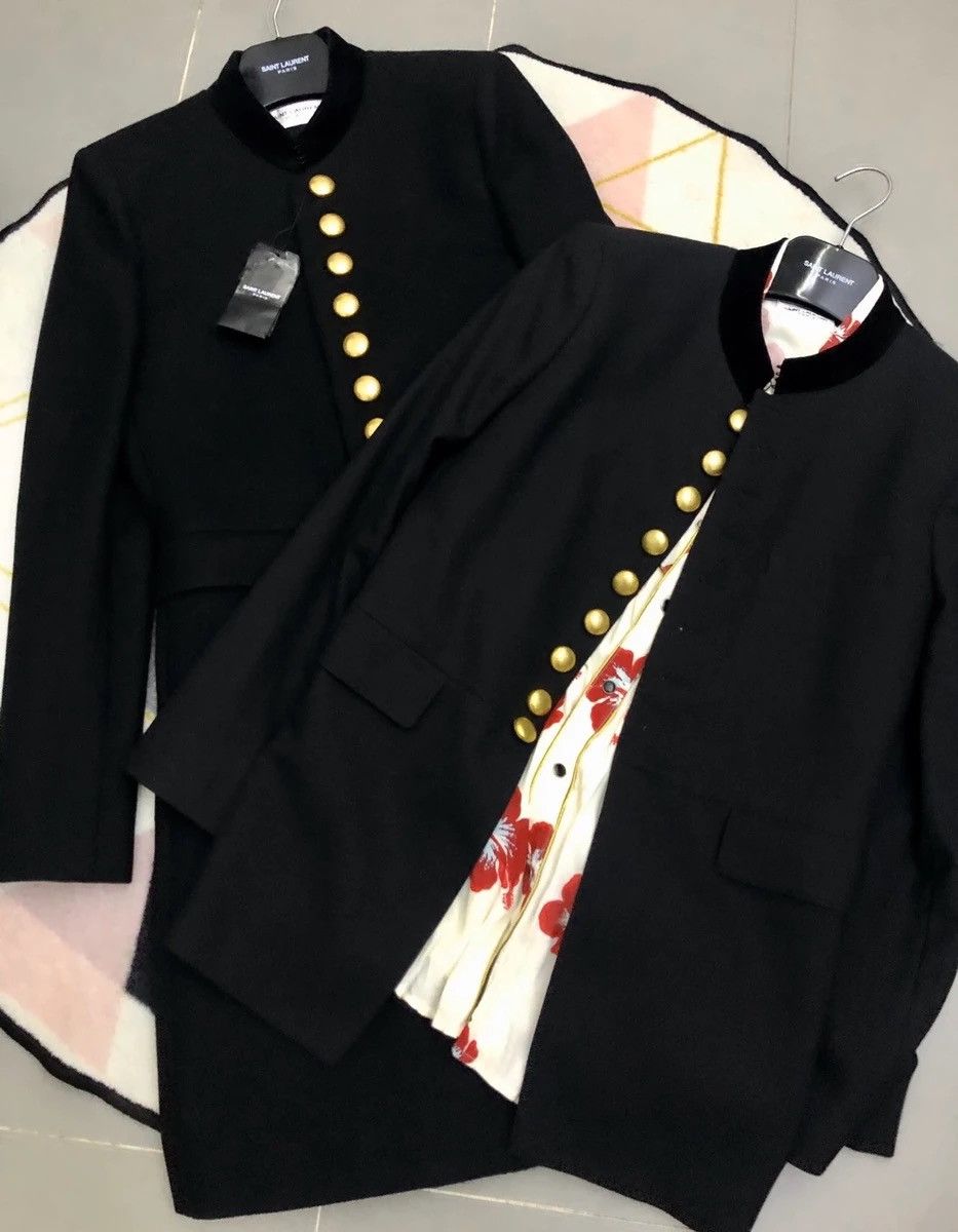 Hedi Slimane × Saint Laurent Paris 16FW Long Officer Jacket Sz50 Size 50S - 12 Thumbnail