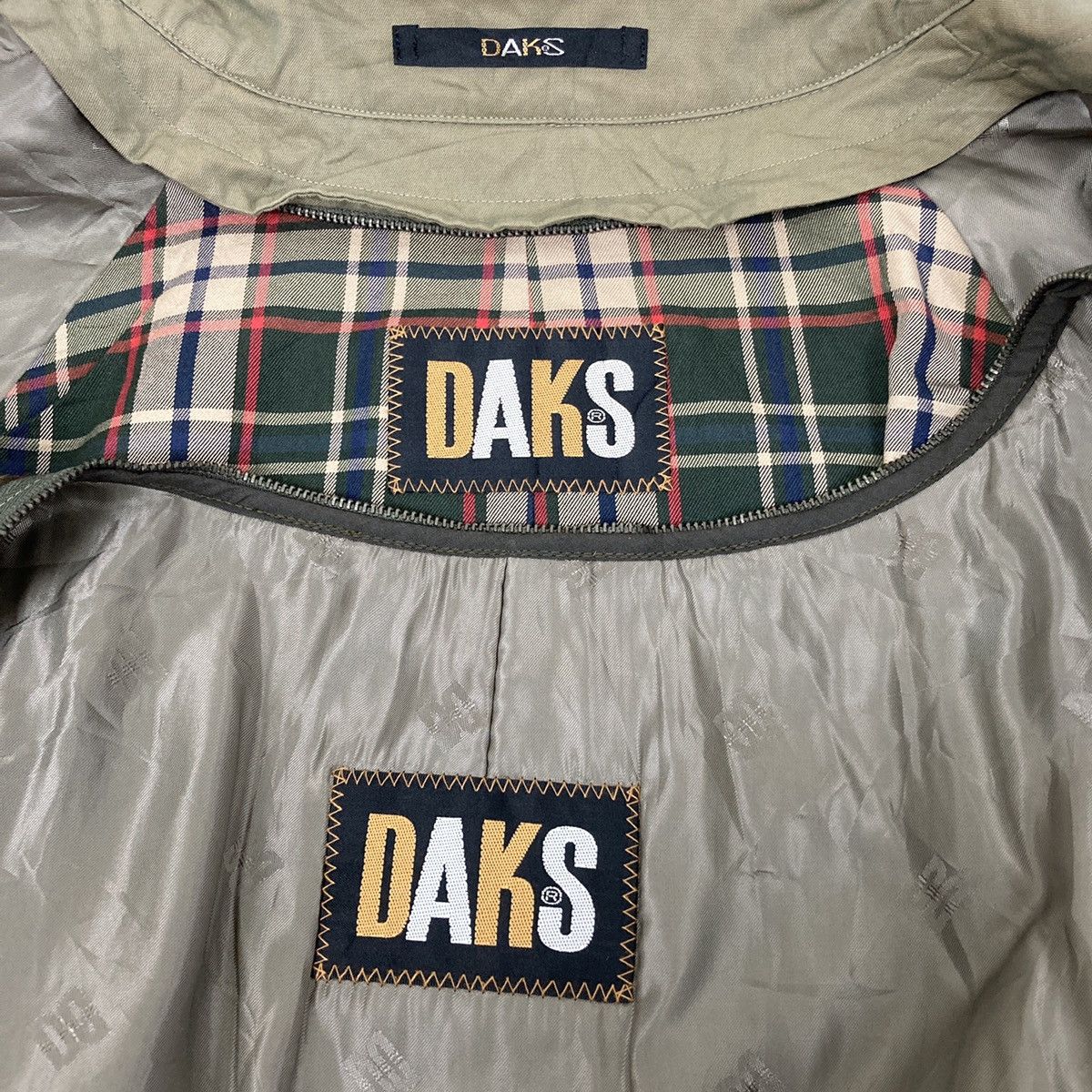 DAKS Daks Adjustable Check Inner Fishtail Long Jacket Size US L / EU 52-54 / 3 - 23 Thumbnail