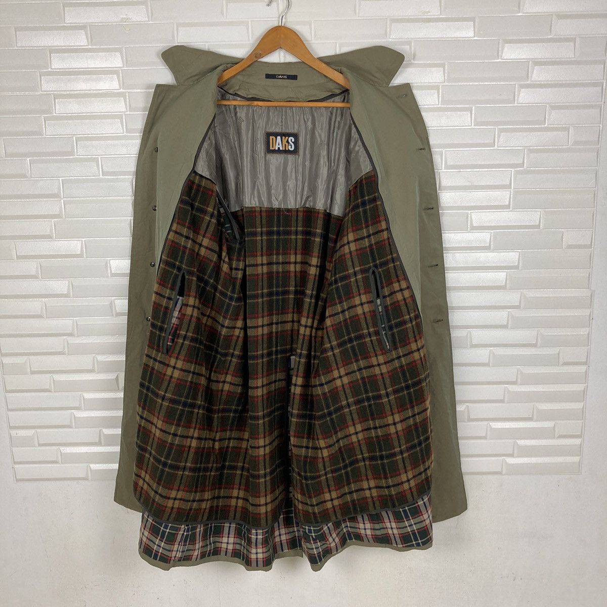 DAKS Daks Adjustable Check Inner Fishtail Long Jacket Size US L / EU 52-54 / 3 - 14 Thumbnail
