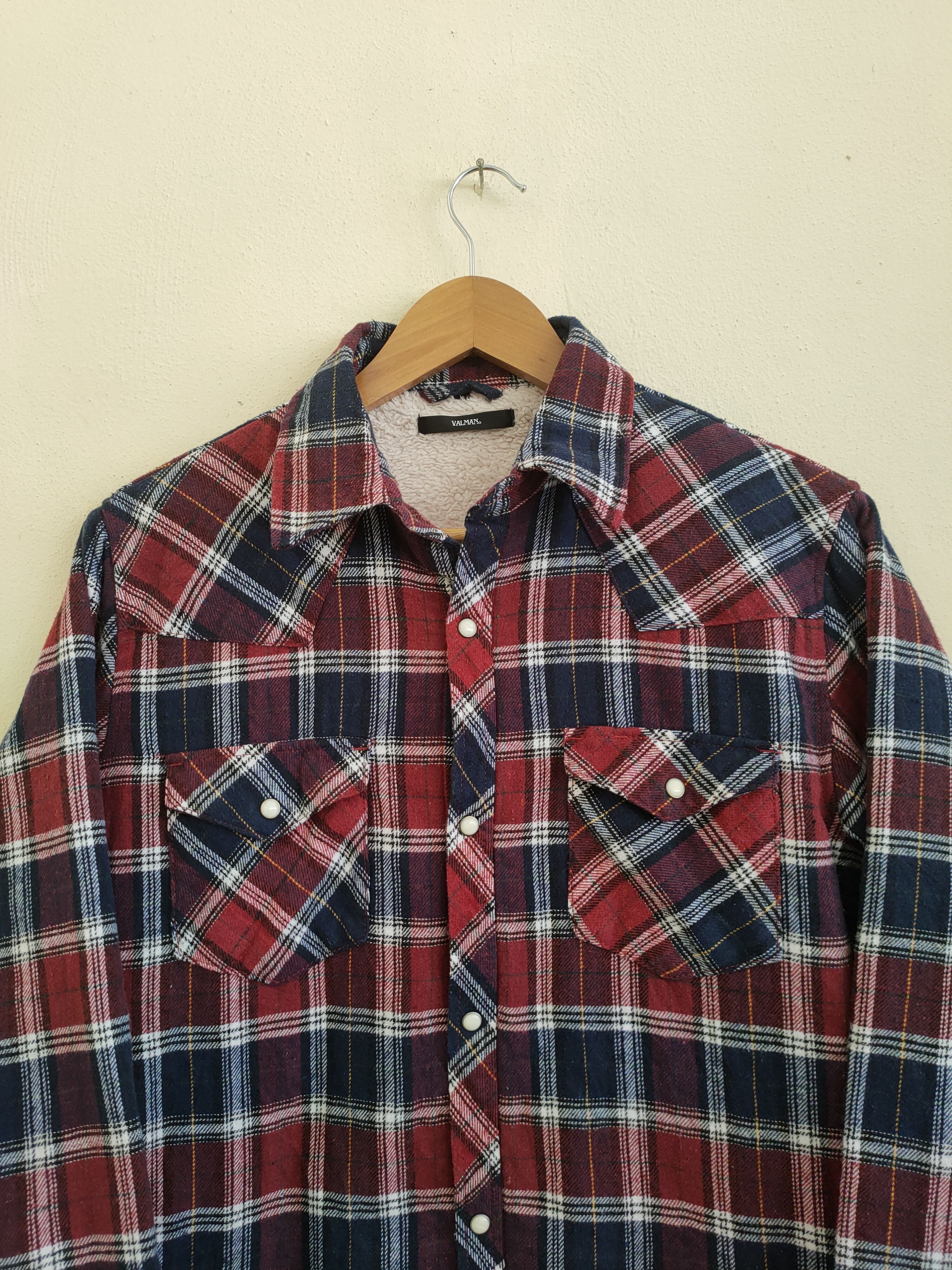 Flannel × Japanese Brand × Vintage Vintage Valman Flannel Fleece Like Travis Scott Size US L / EU 52-54 / 3 - 7 Thumbnail