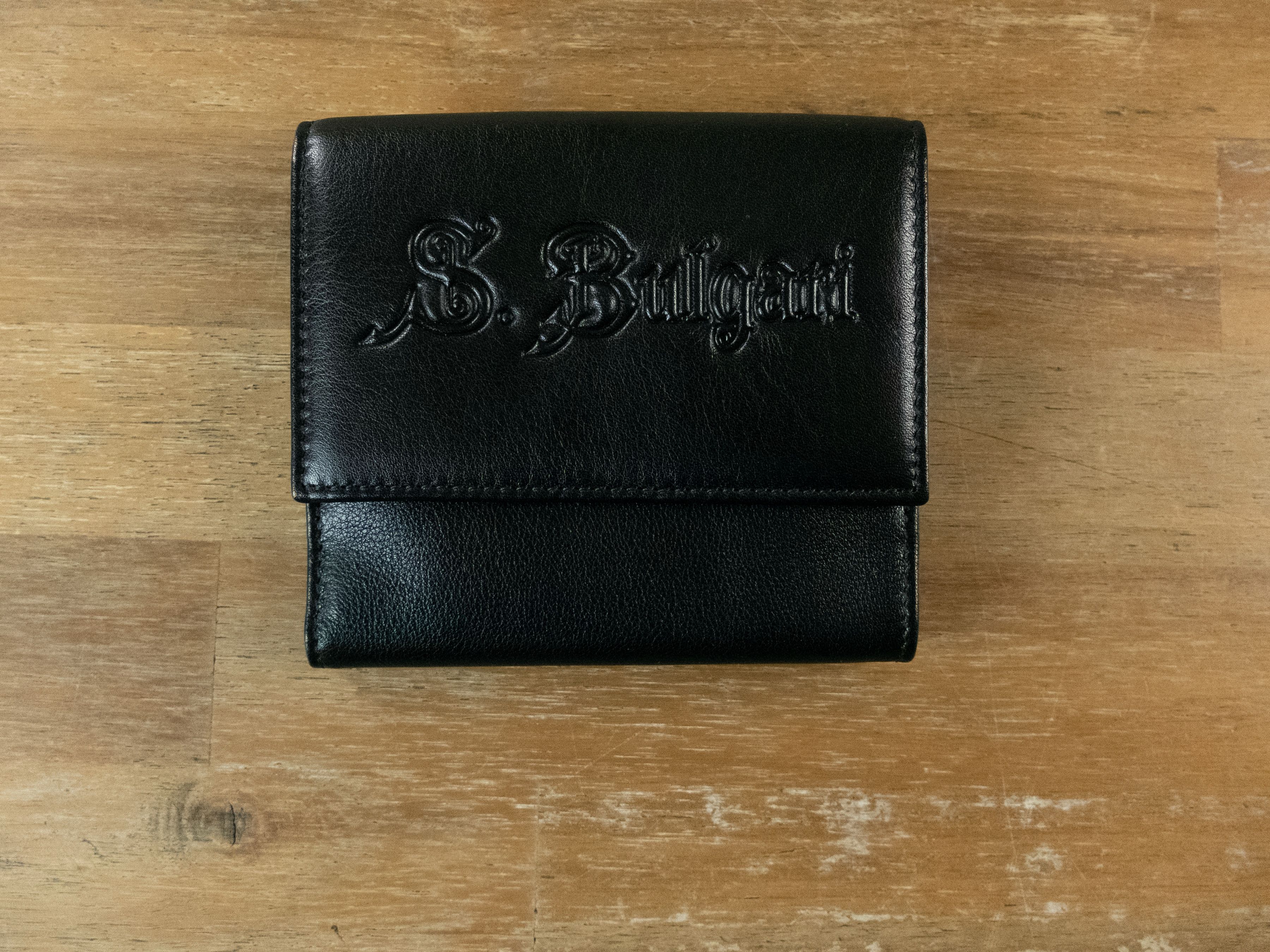 BVLGARI black trifold S.Bulgari leather wallet Bulgari q