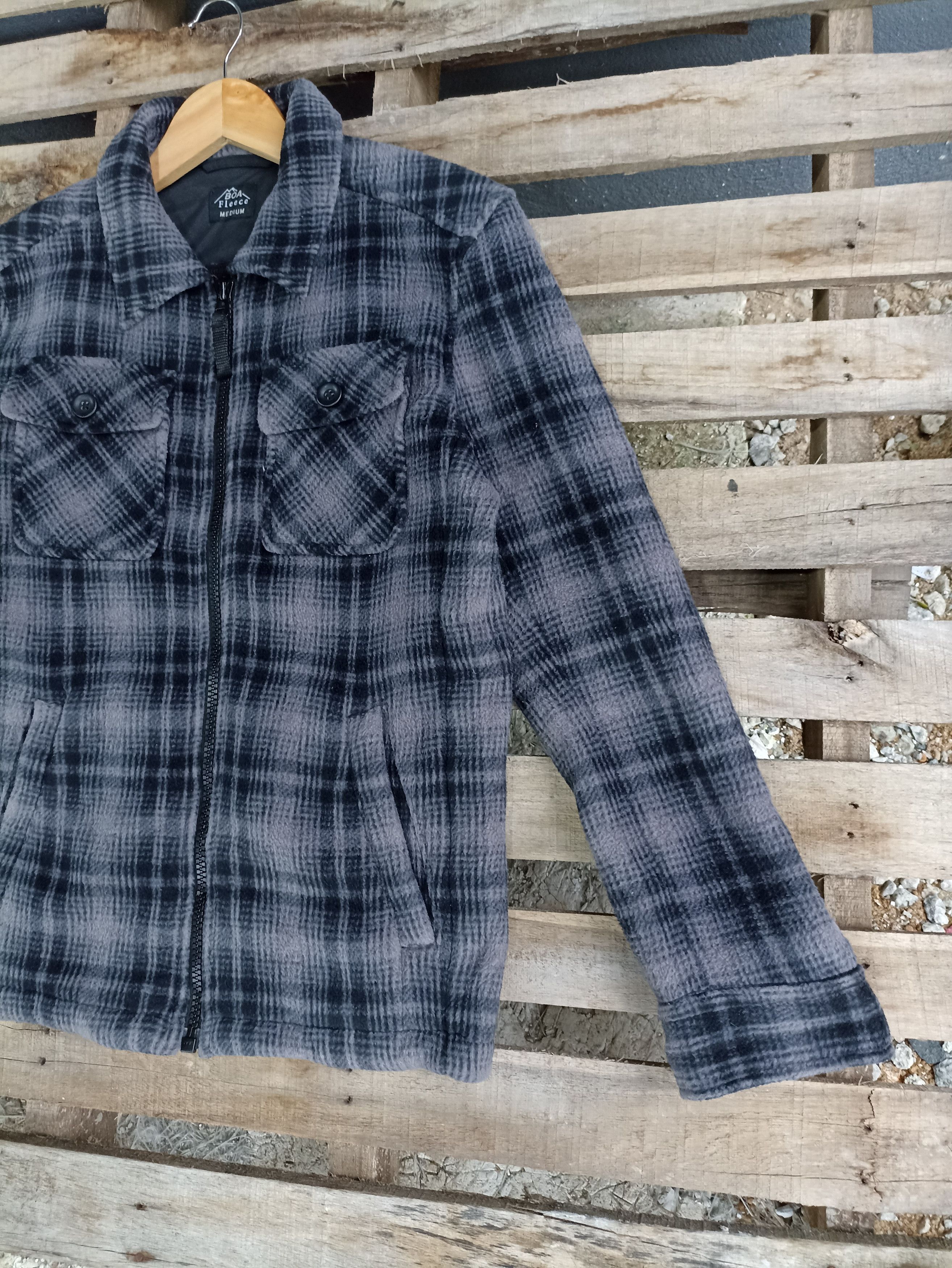 Uniqlo × Vintage Uniqlo Boa Fleece Checkered Tartan Size US M / EU 48-50 / 2 - 3 Thumbnail