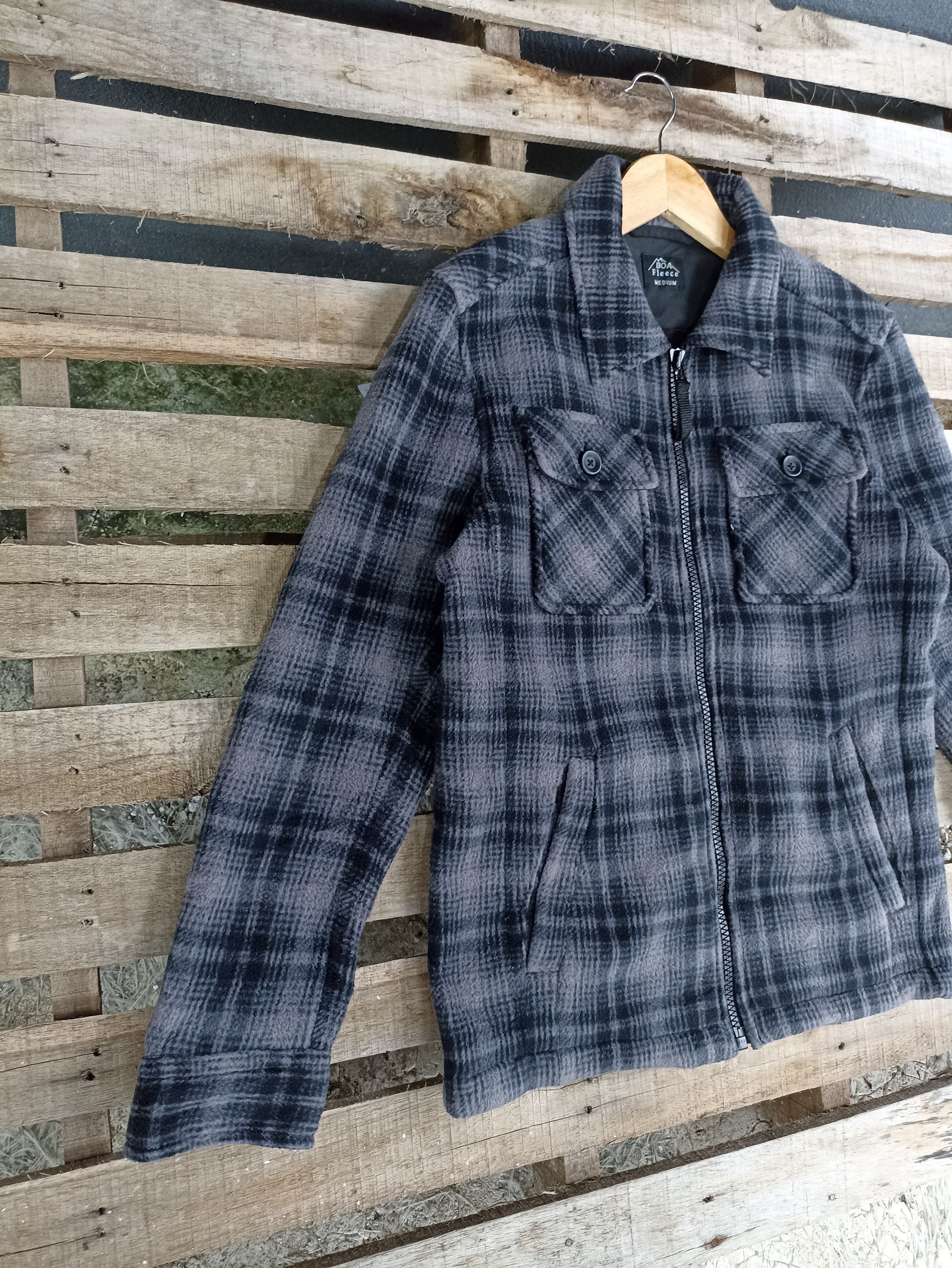 Uniqlo × Vintage Uniqlo Boa Fleece Checkered Tartan Size US M / EU 48-50 / 2 - 4 Thumbnail
