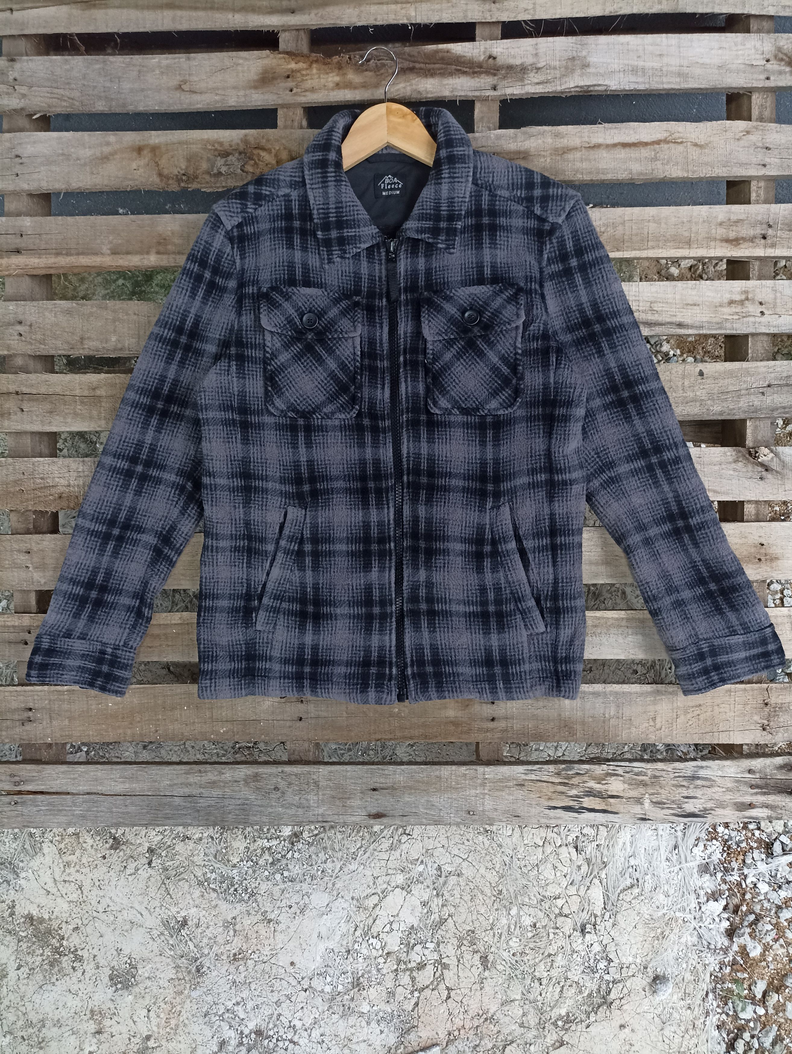 Uniqlo × Vintage Uniqlo Boa Fleece Checkered Tartan Size US M / EU 48-50 / 2 - 2 Thumbnail